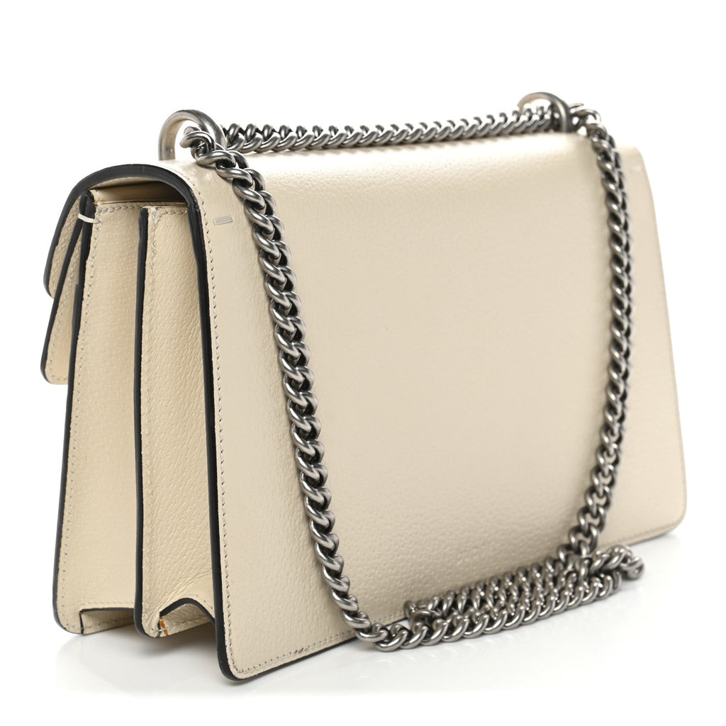 Gucci Textured Calfskin Crystal Small Dionysus Shoulder Bag Mystic White