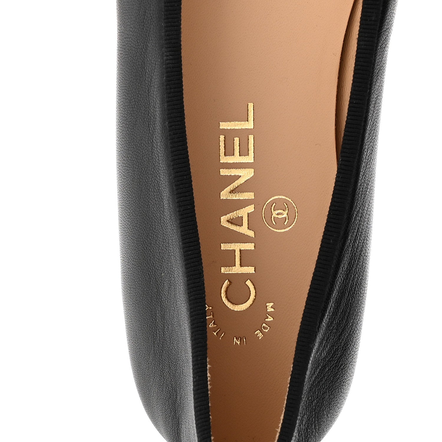 Lambskin Patent Cap Toe Ballerina Flats 40 Black