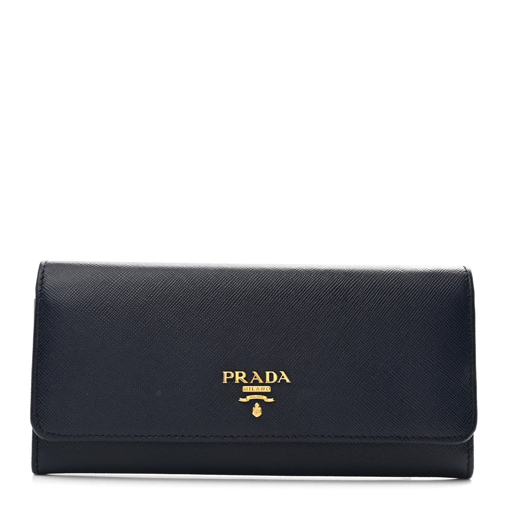 Prada Saffiano Metal Continental Flap Wallet Baltico Argento