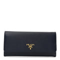 Prada Saffiano Metal Continental Flap Wallet Baltico Argento