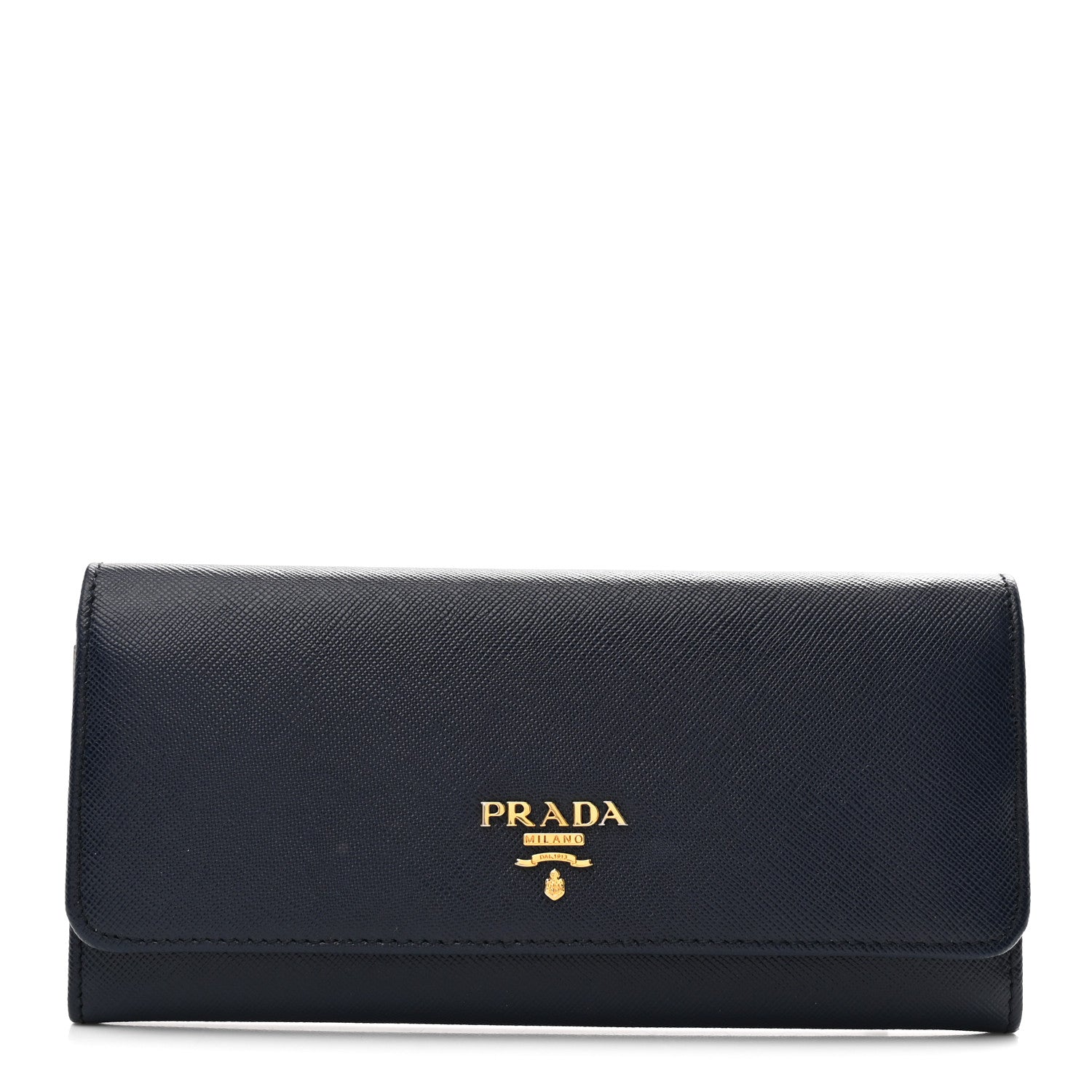 Prada Saffiano Metal Continental Flap Wallet Baltico Argento