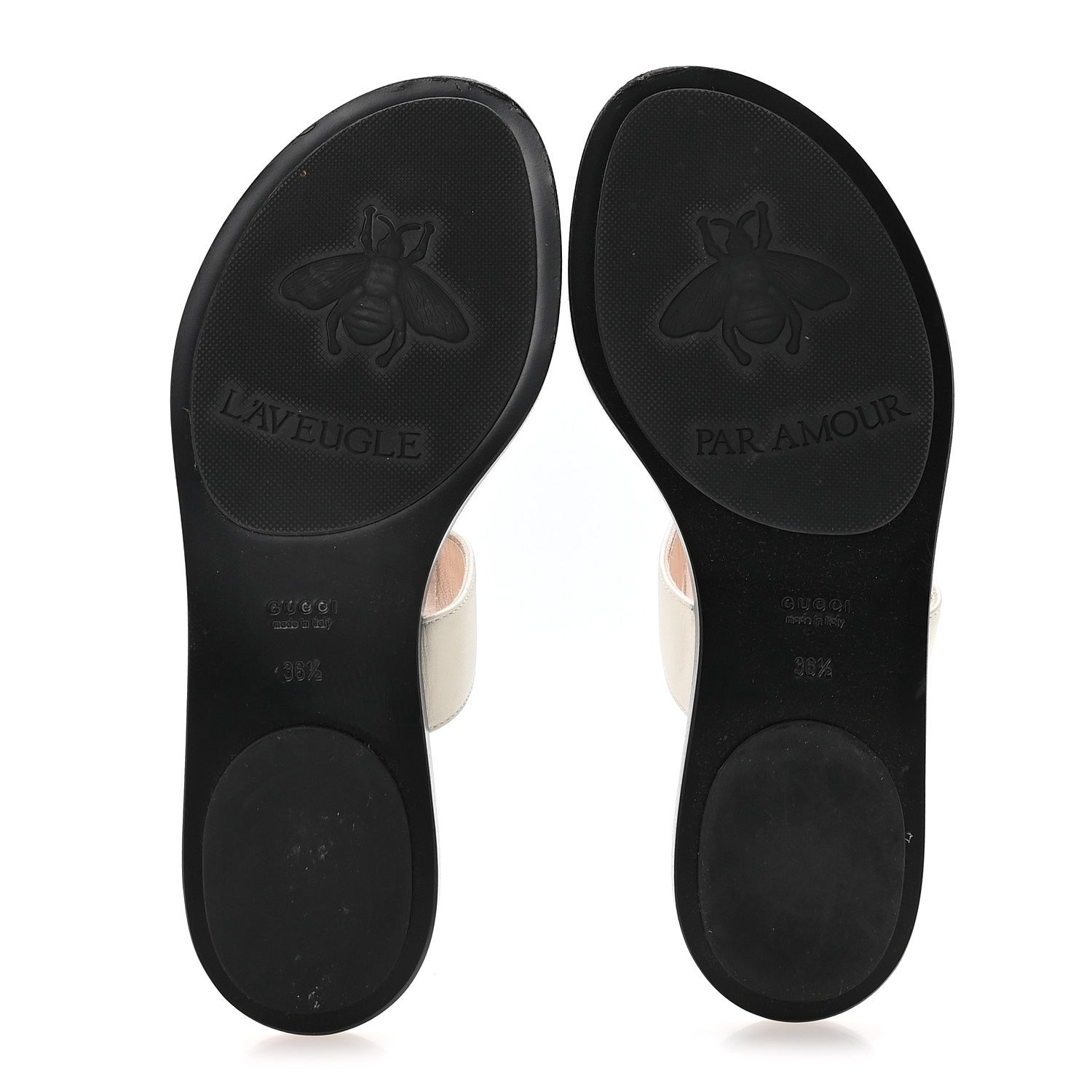 Gucci Calfskin GG Marmont Thong Sandals 36.5 Mystic White