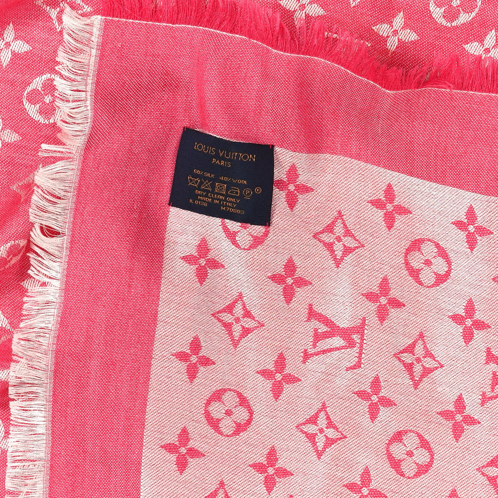 Louis Vuitton Wool Silk Monogram Denim Shawl Pivoine