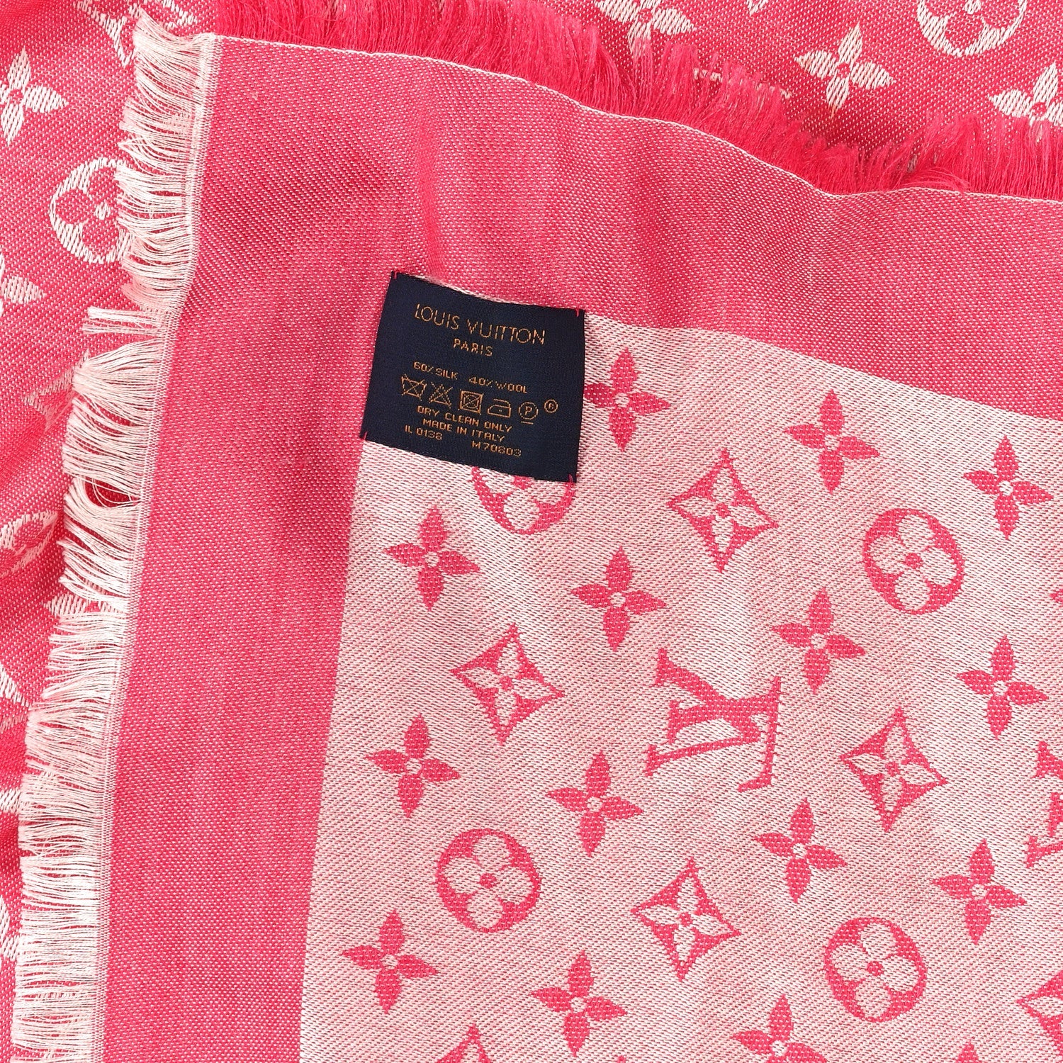 Louis Vuitton Wool Silk Monogram Denim Shawl Pivoine