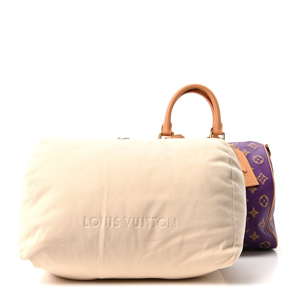 Louis Vuitton Calfskin Embroidered Monogram Speedy P9 Bandouliere 30 Golden Lotus Purple
