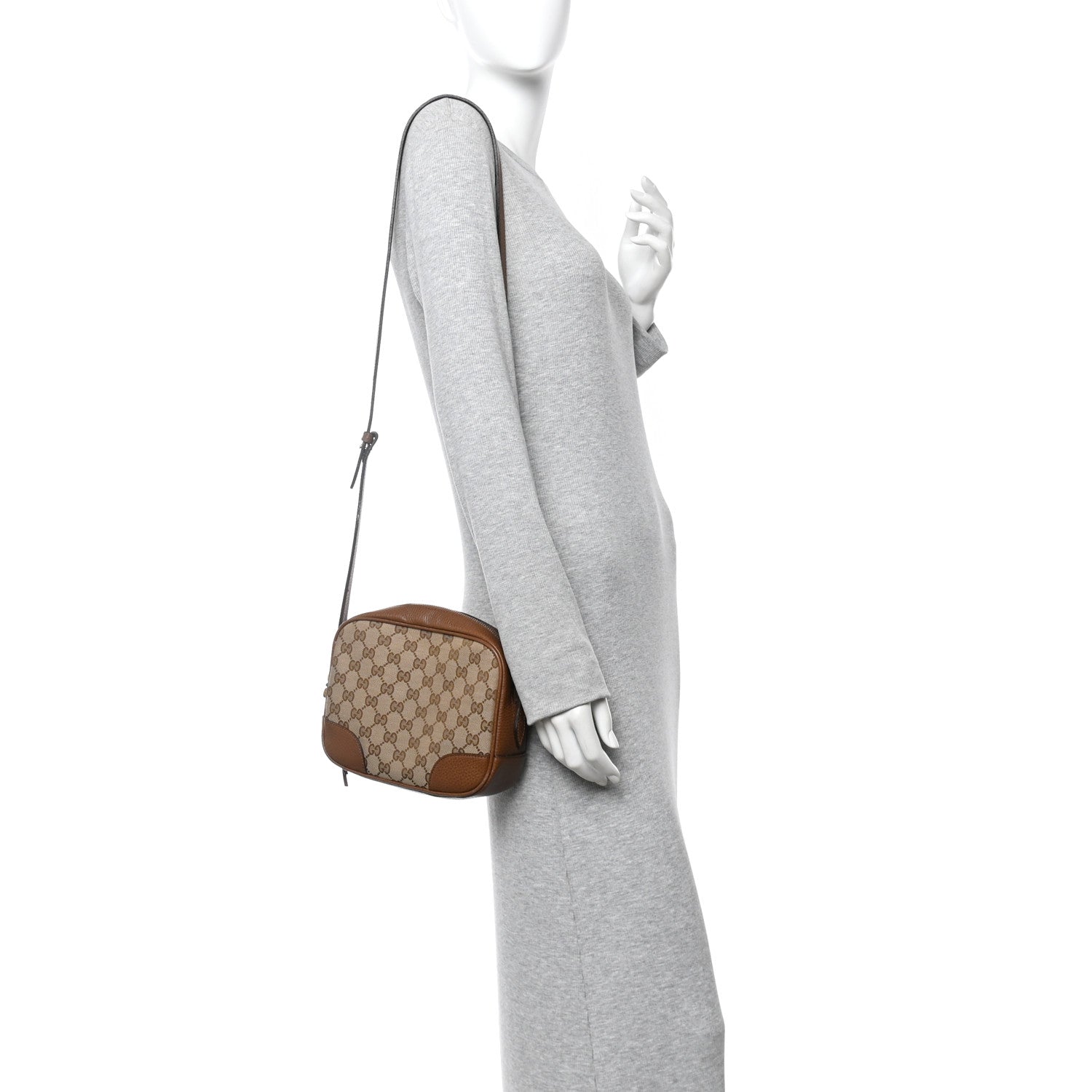 Gucci Monogram Mini Bree Messenger Bag Beige Tabacco