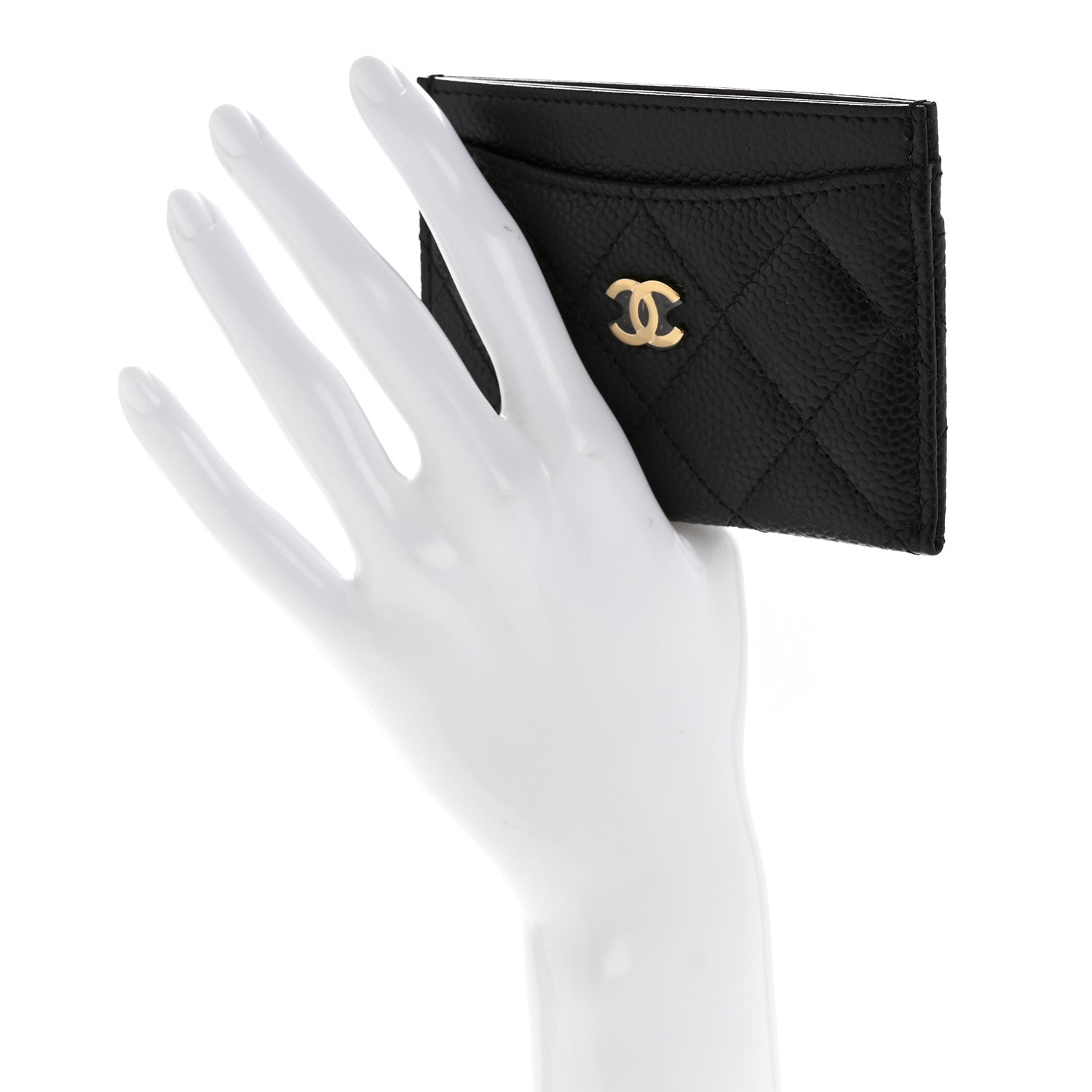 Caviar Quilted Card Holder Black