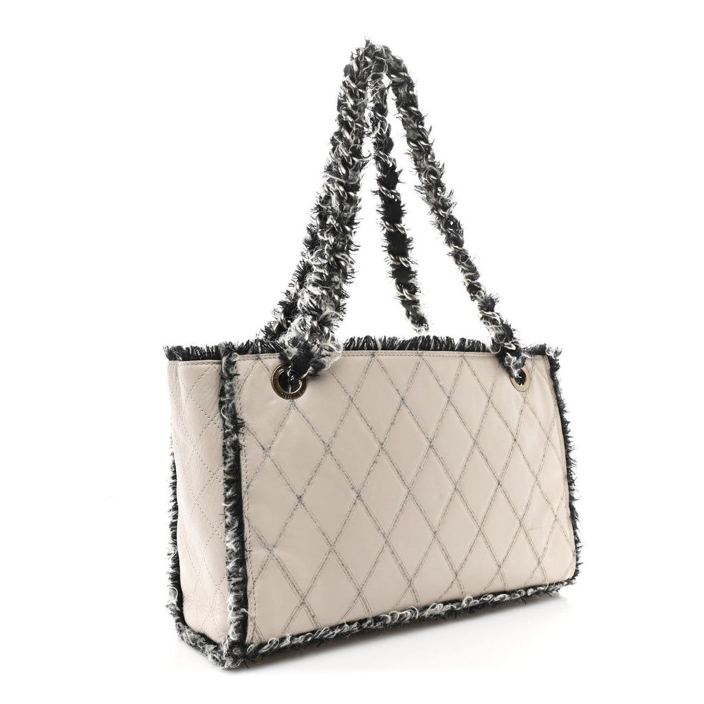 Chanel Tweed Calfskin Tweedy Shopping Tote Beige