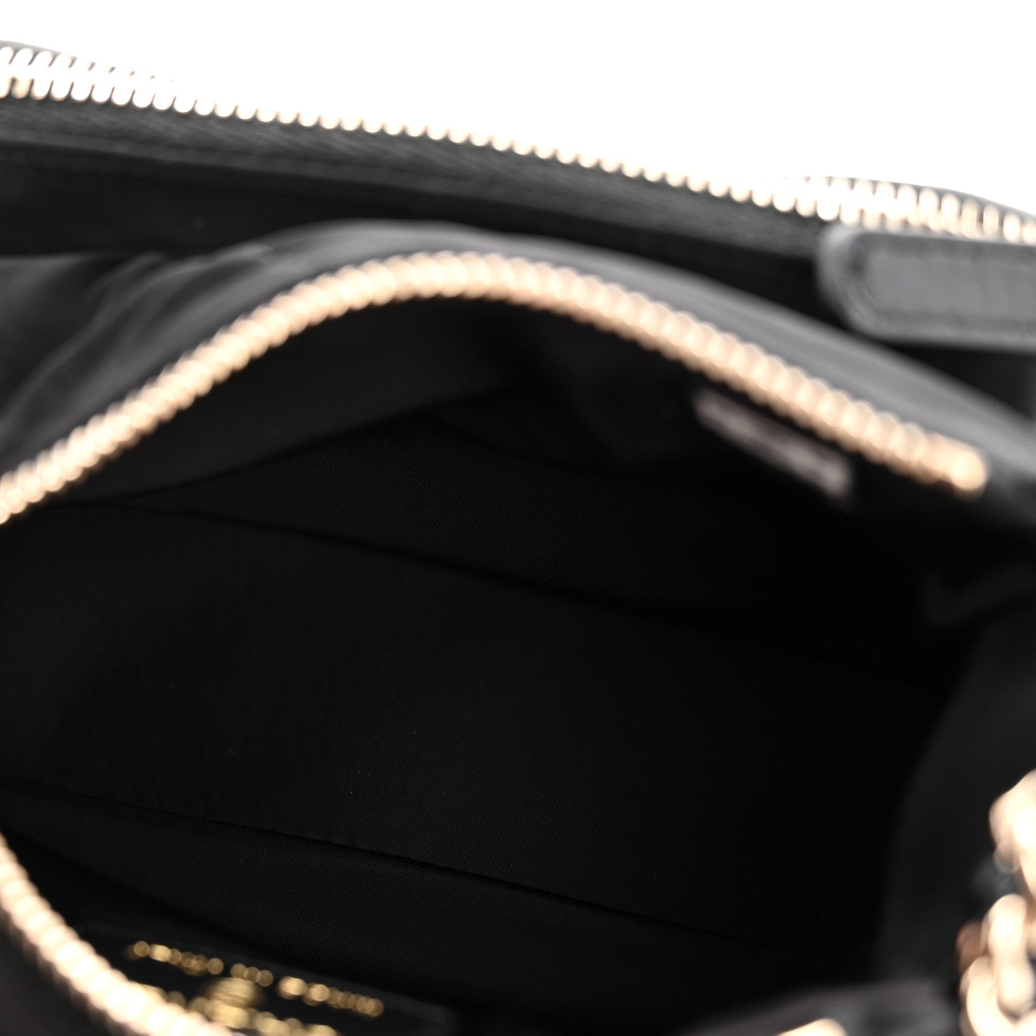 Chanel Velvet Effect Nylon Shiny Crumpled Calfskin Mini Quilted Chanel 25 Clutch With Chain Black