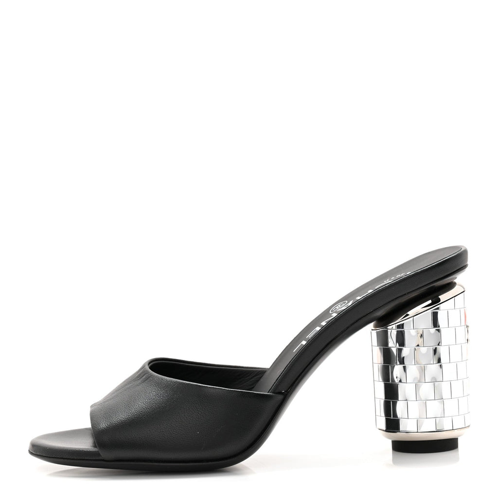 Lambskin Mirror Mules 35.5 Black