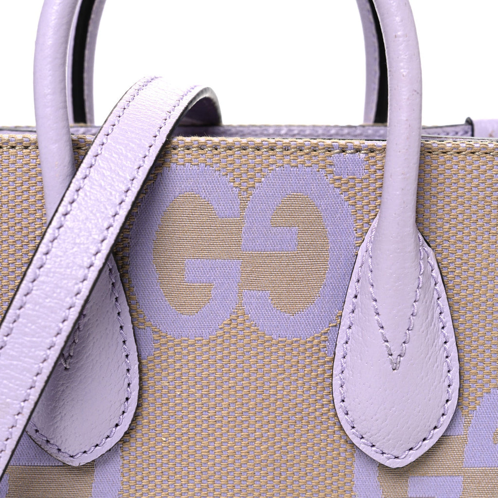 Gucci Monogram Jumbo GG Textured Dollar Calfskin Mini Tote Bag Beige Lapis