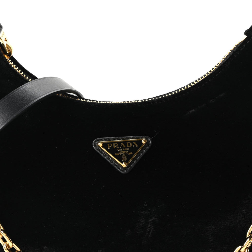 Prada Velvet Nappa Mini Re-Edition Shoulder Bag Black