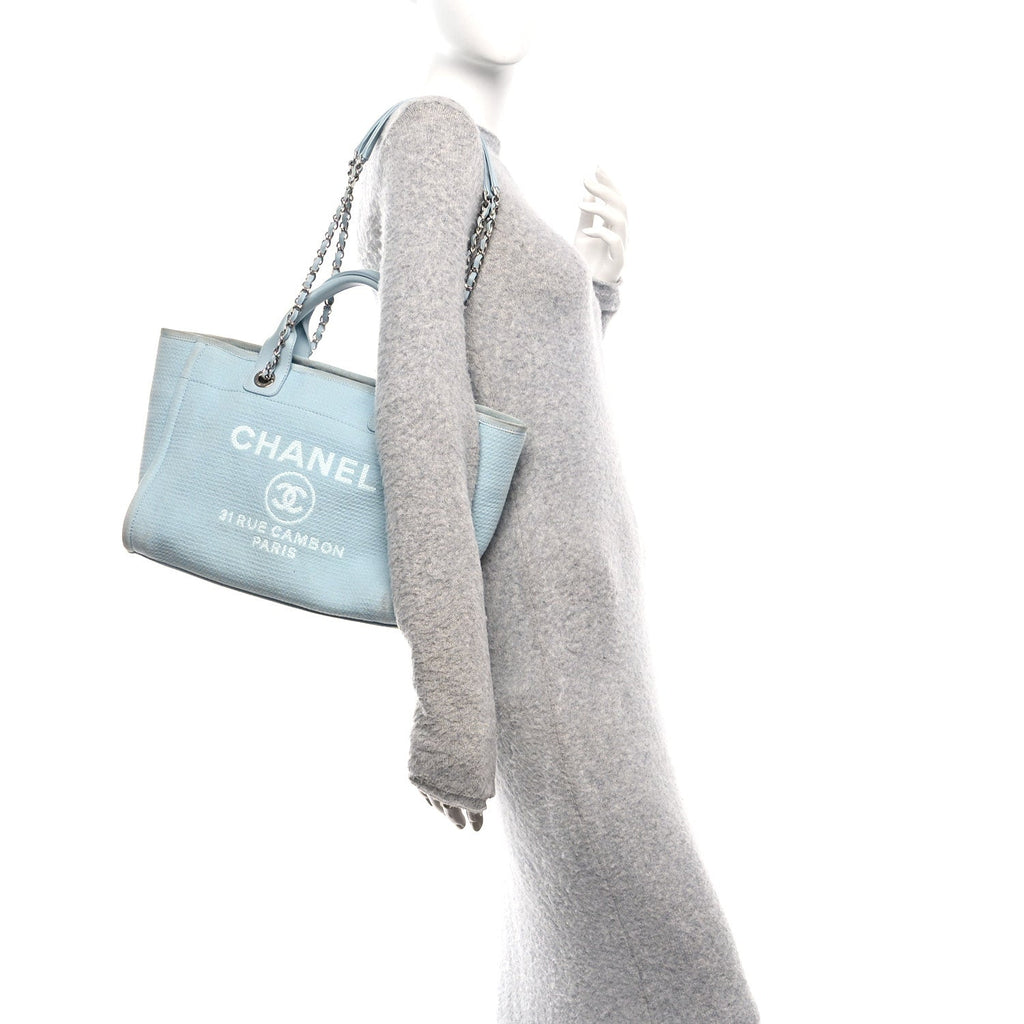 Chanel Mixed Fibers Medium Deauville Tote Light Blue