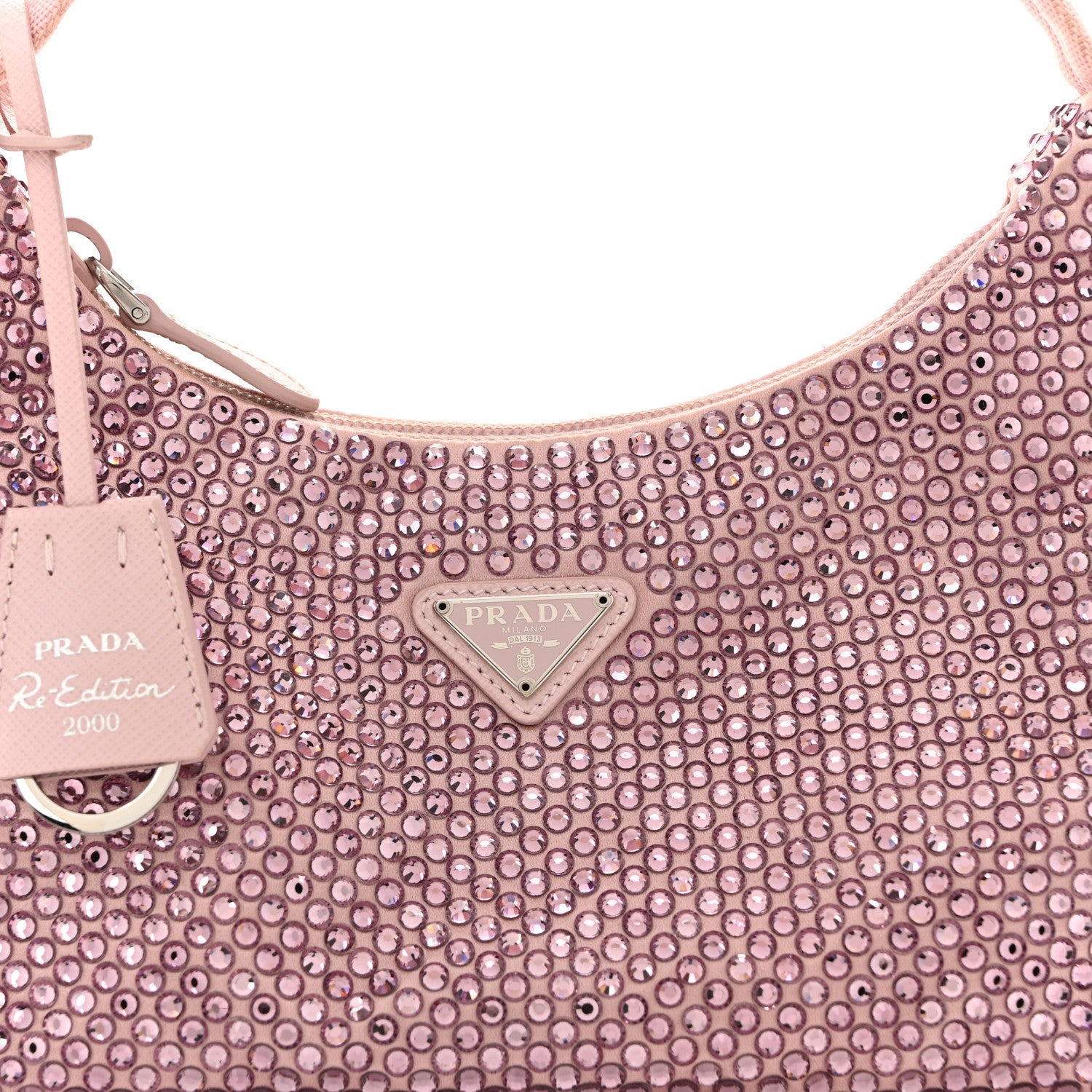 Prada Satin Crystal Mini Re-Edition 2000 Bag Alabastro
