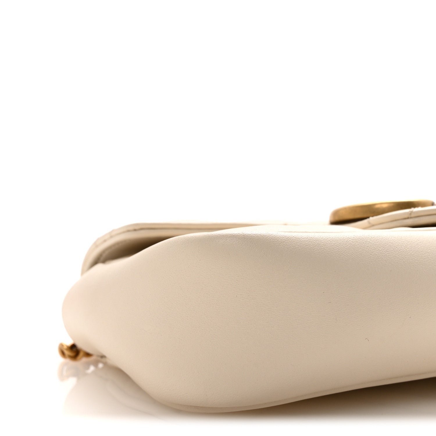 Gucci Calfskin Matelasse Super Mini GG Marmont Shoulder Bag White