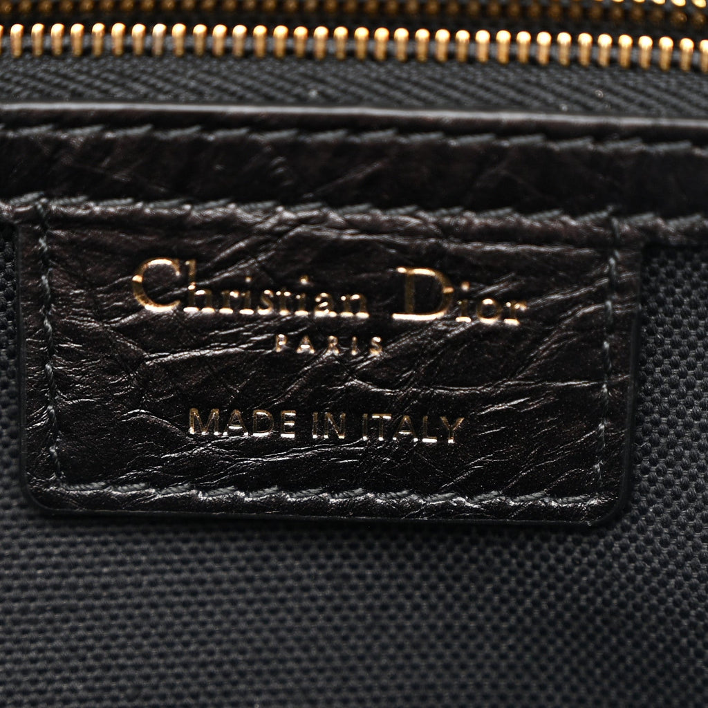Christian Dior Crinkled Calfskin Small Grand Tour Bowling Bag Black