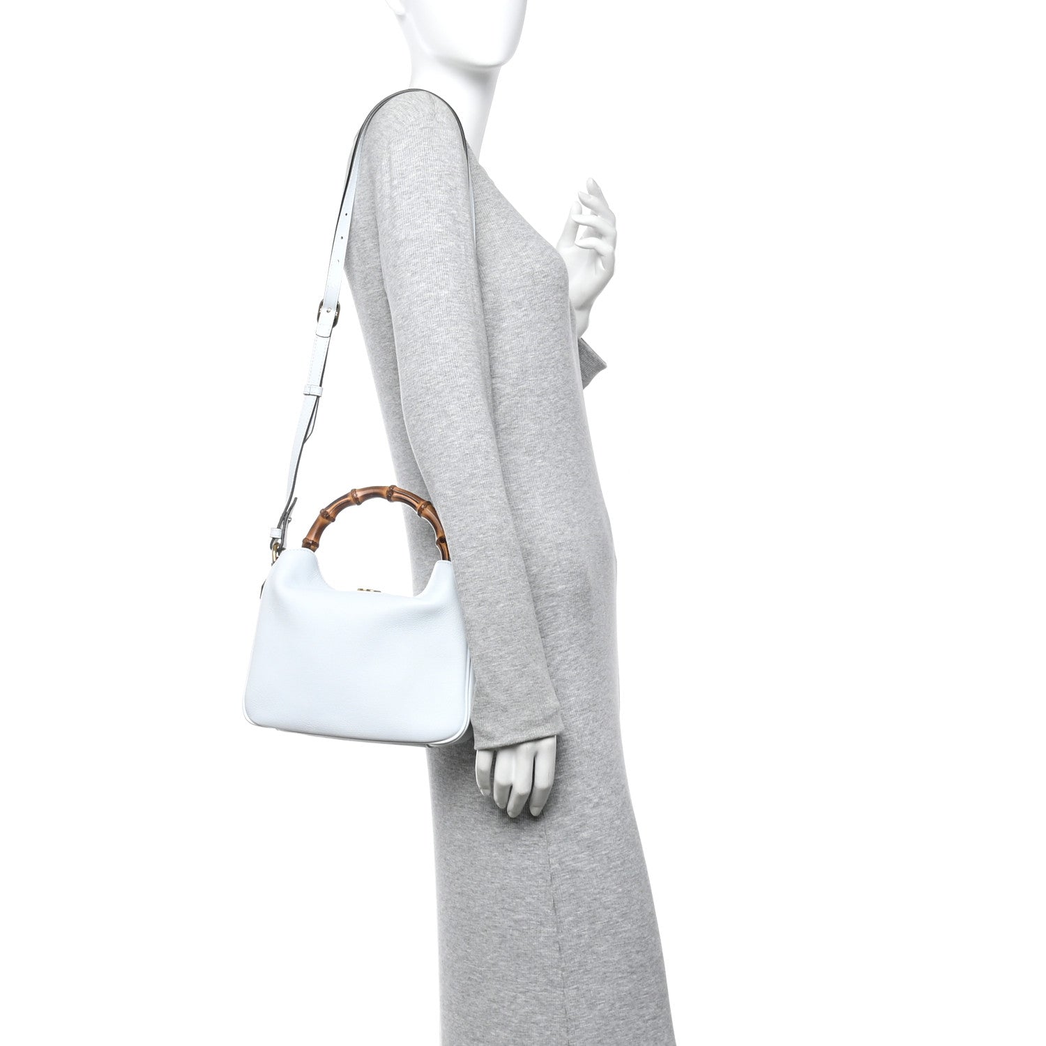 Gucci Softy Wonka Textured Dollar Calfskin Small Diana Shoulder Bag Pale Blue