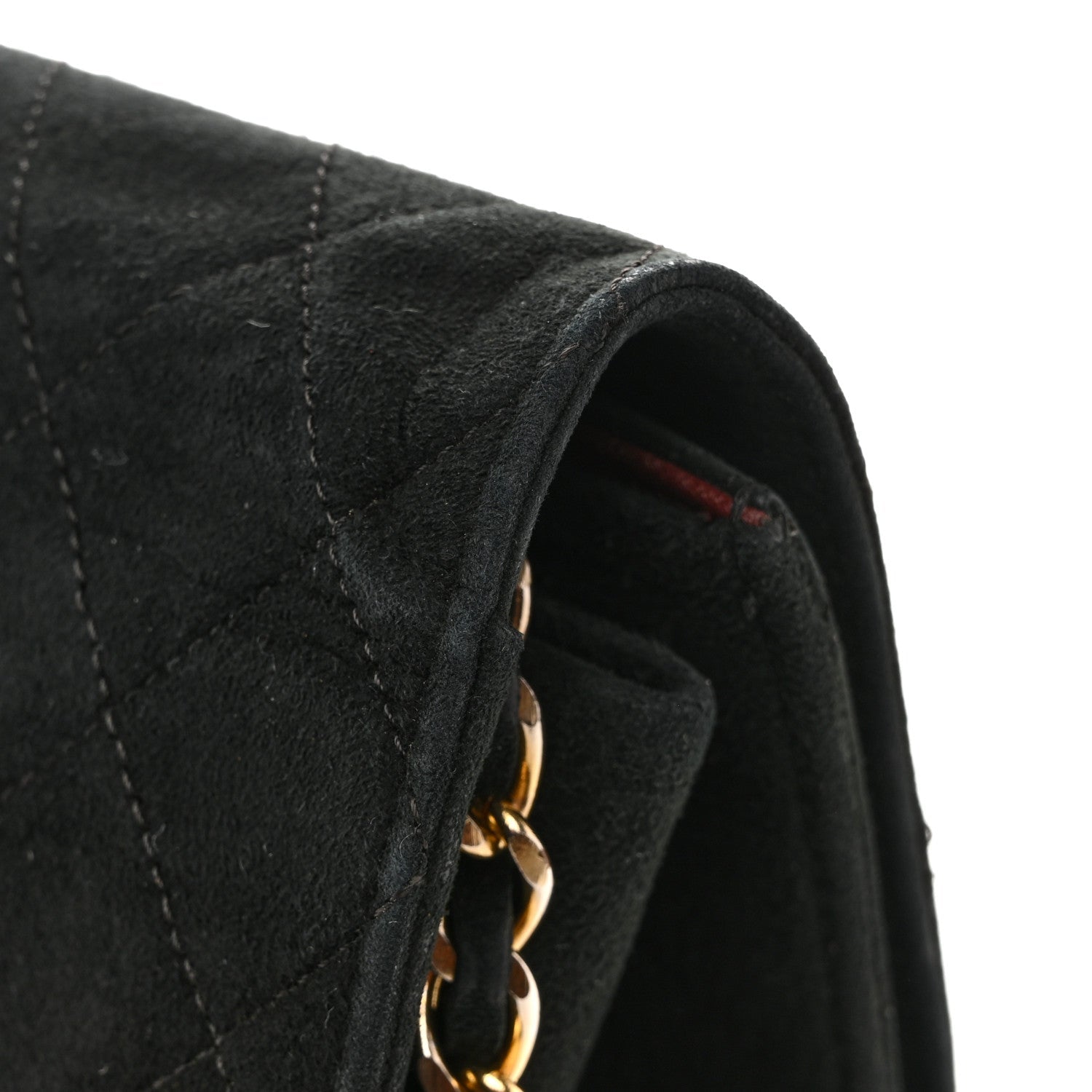 Chanel Suede Quilted Medium Single Flap Black