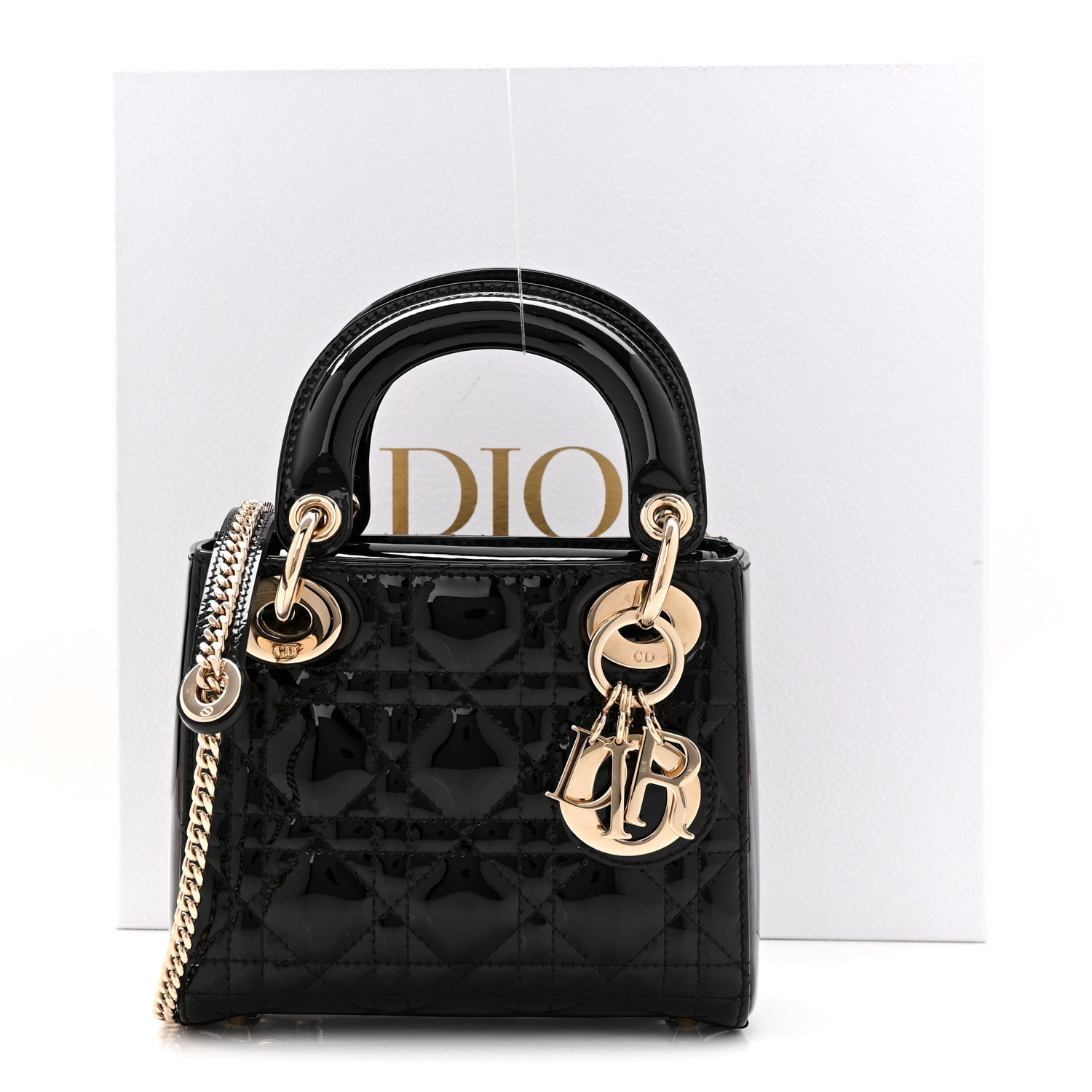 Christian Dior Patent Cannage Mini Lady Dior Black