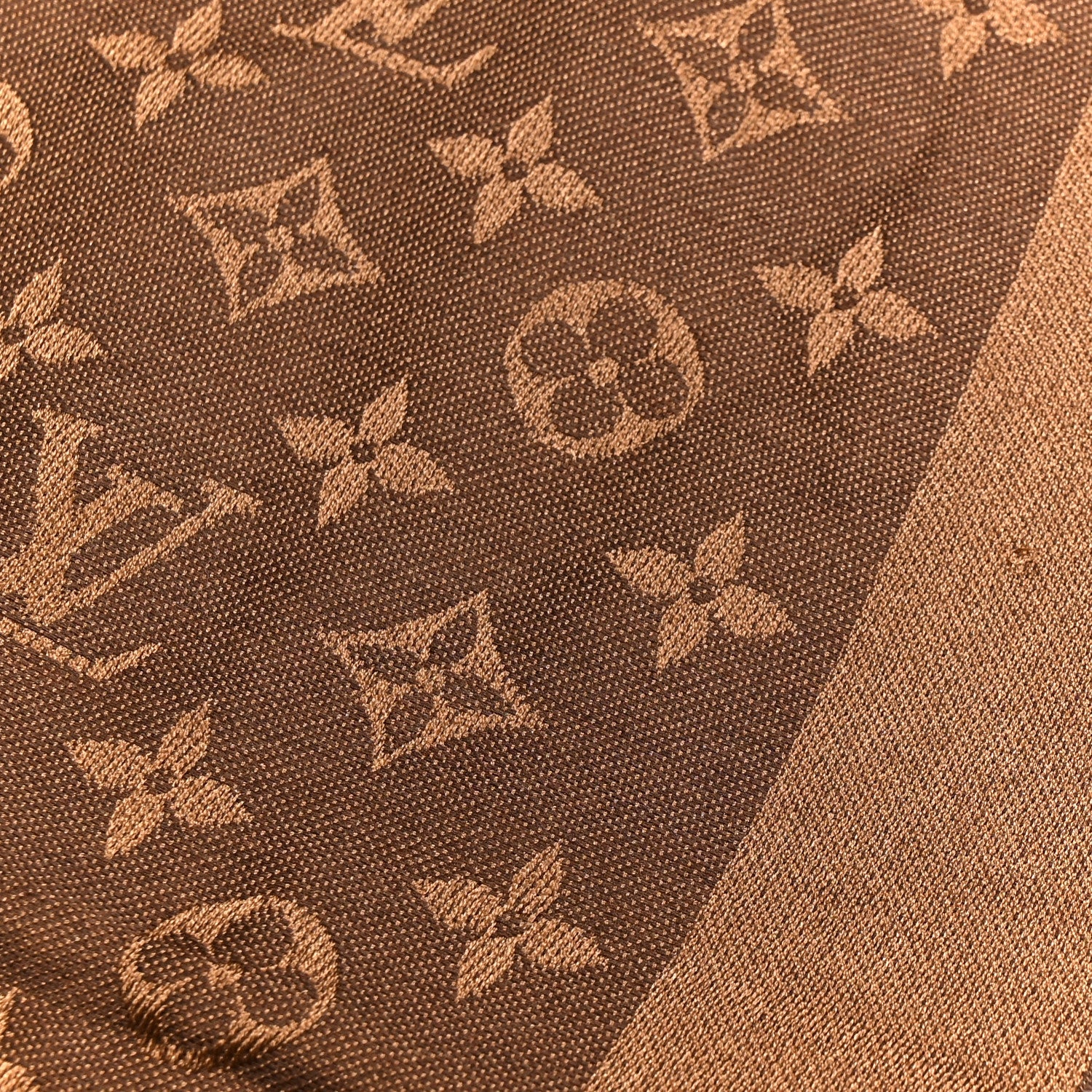 Louis Vuitton Wool Silk Monogram Denim Shawl Brown