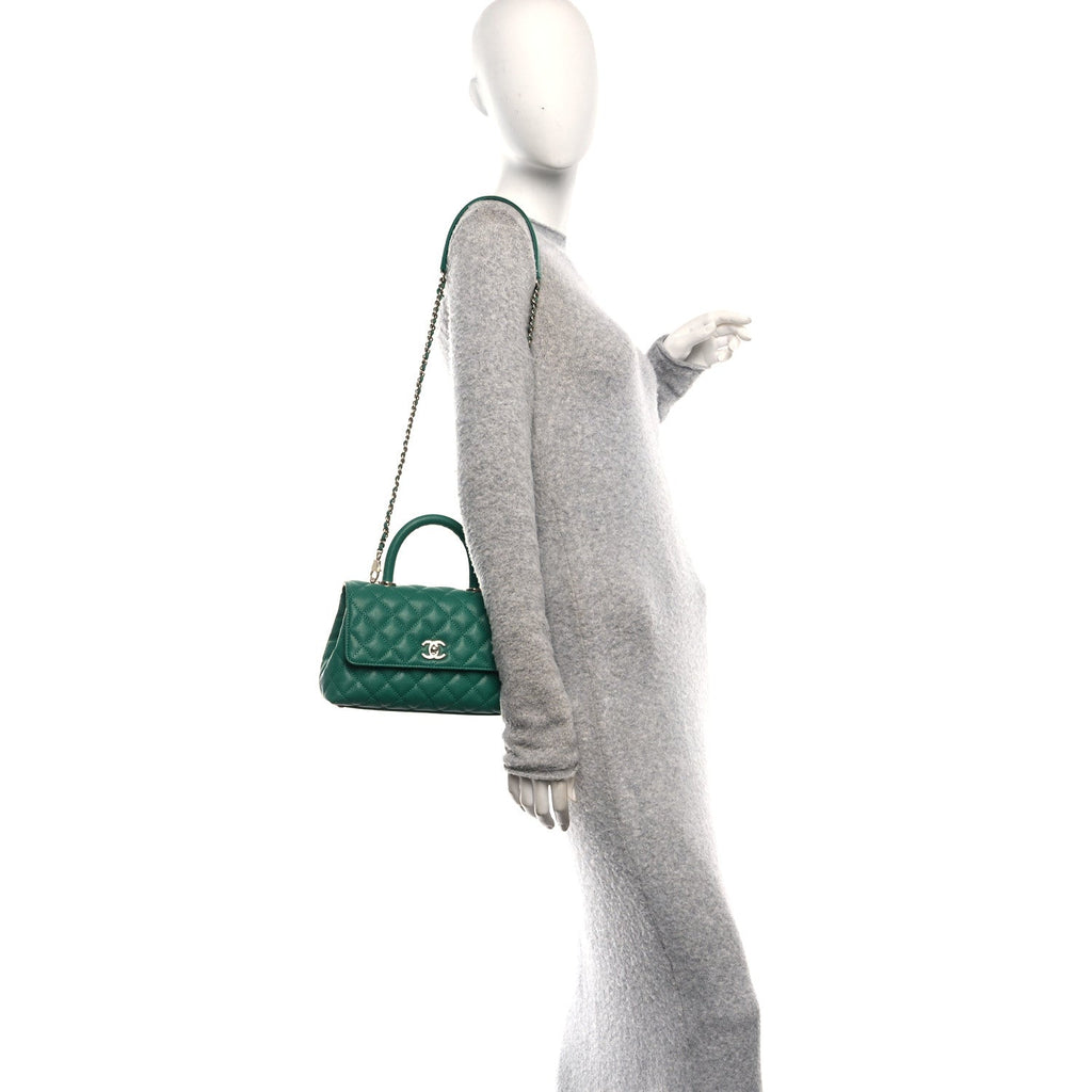 Chanel Caviar Quilted Mini Coco Handle Flap Green