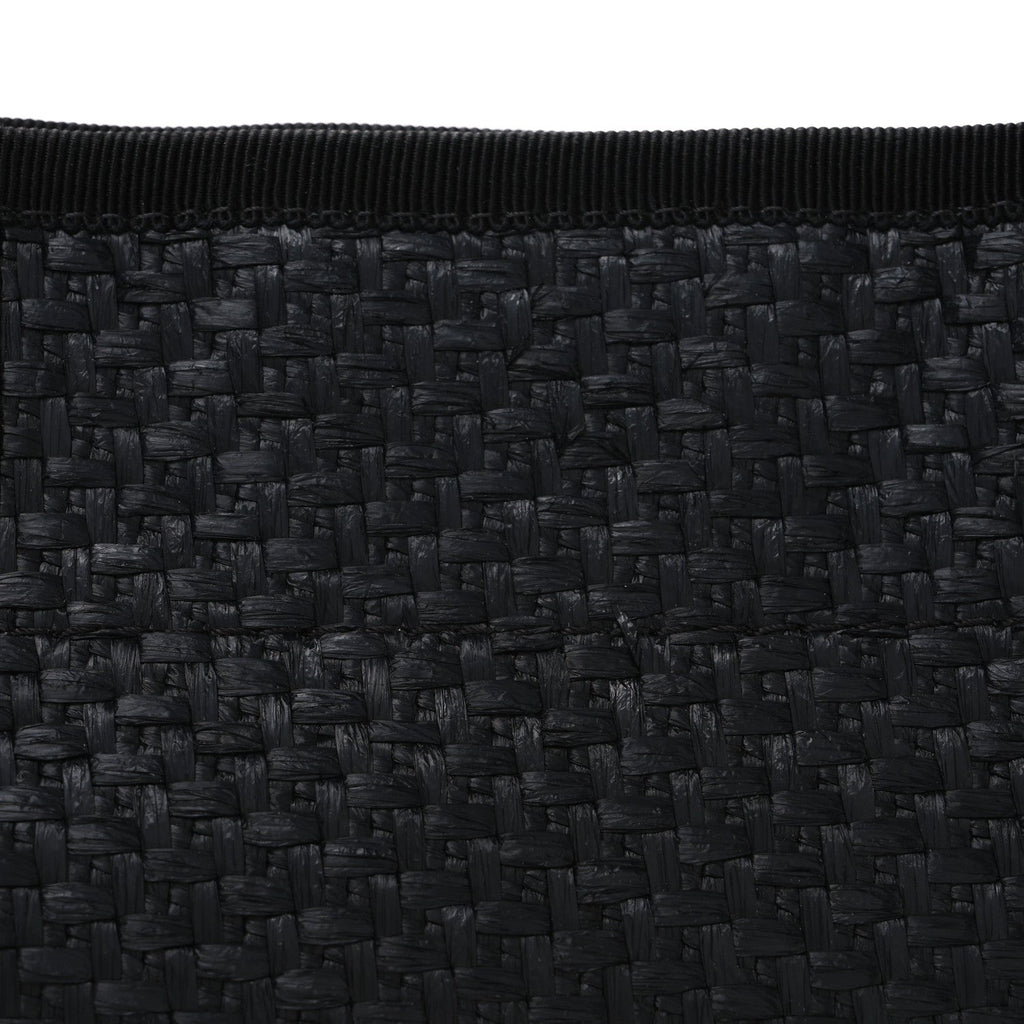 Chanel Straw Raffia Calfskin Chain Small Deauville Tote Black