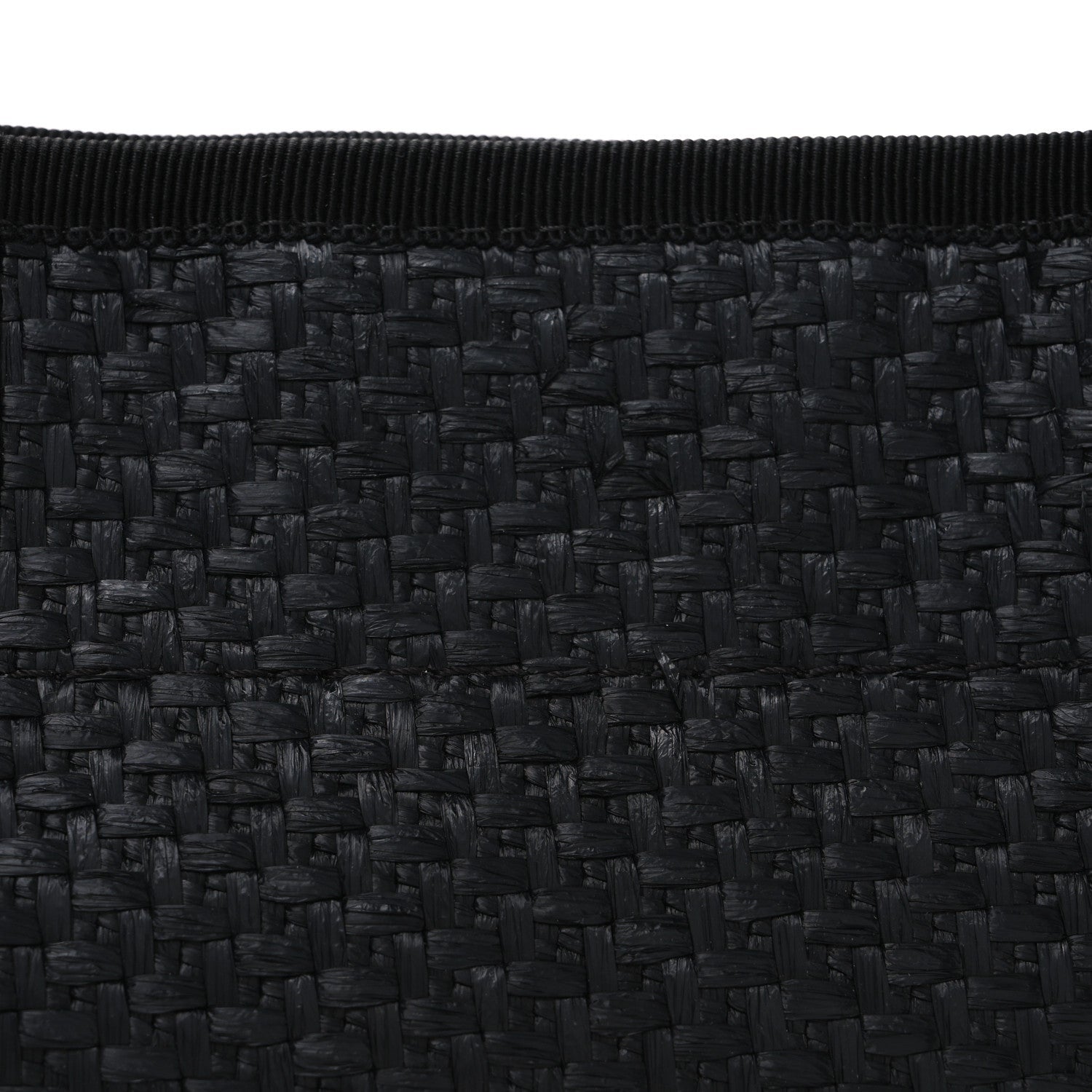 Chanel Straw Raffia Calfskin Chain Small Deauville Tote Black
