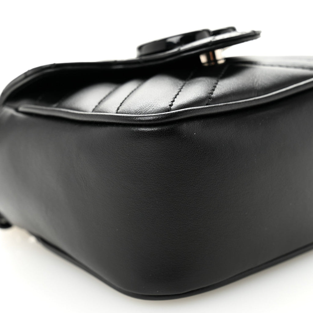 Gucci Calfskin Matelasse Monochrome GG Marmont Chain Mini Belt Bag Black