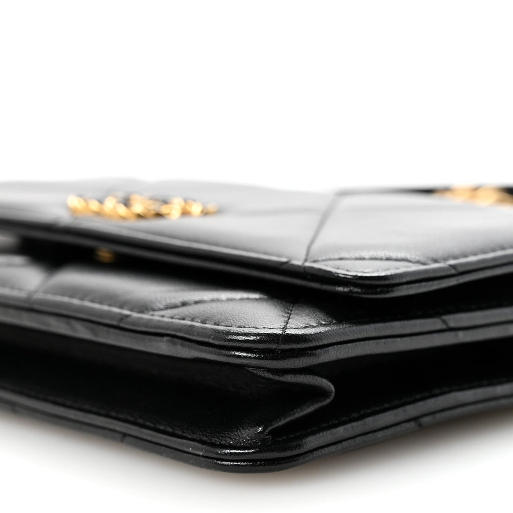 Chanel Lambskin Quilted Chanel 19 Wallet On Chain WOC Black