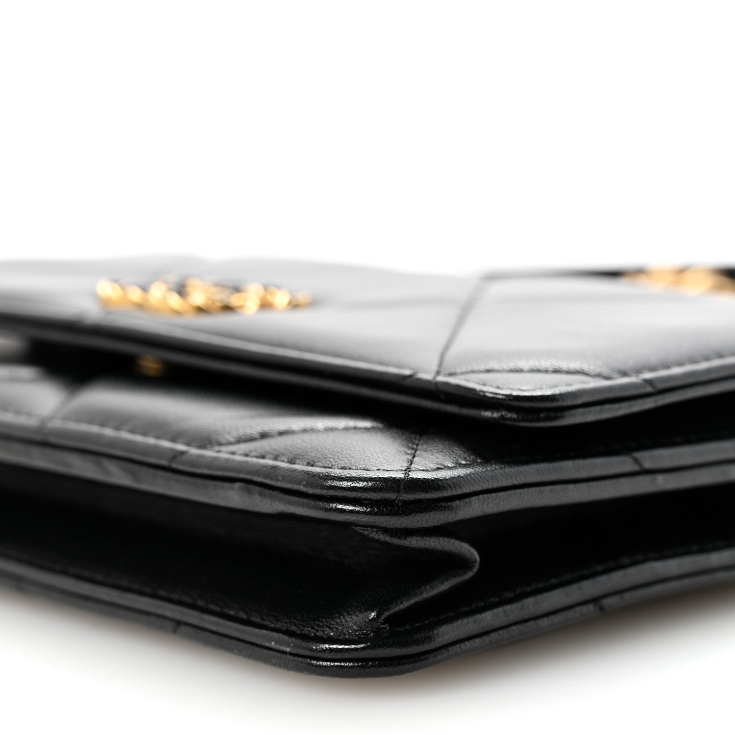 Chanel Lambskin Quilted Chanel 19 Wallet On Chain WOC Black