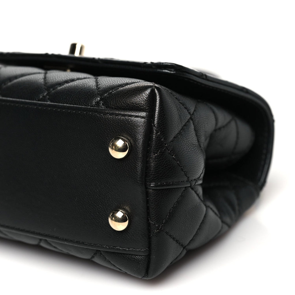 Chanel Goatskin Quilted Rainbow Extra Mini Coco Handle Flap Black