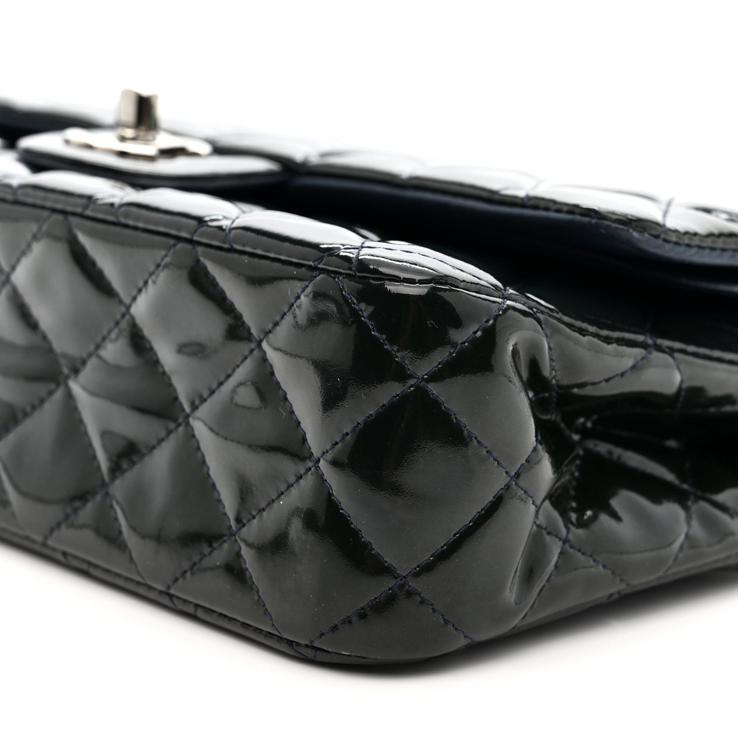 Chanel Patent Quilted Medium Double Flap Blue