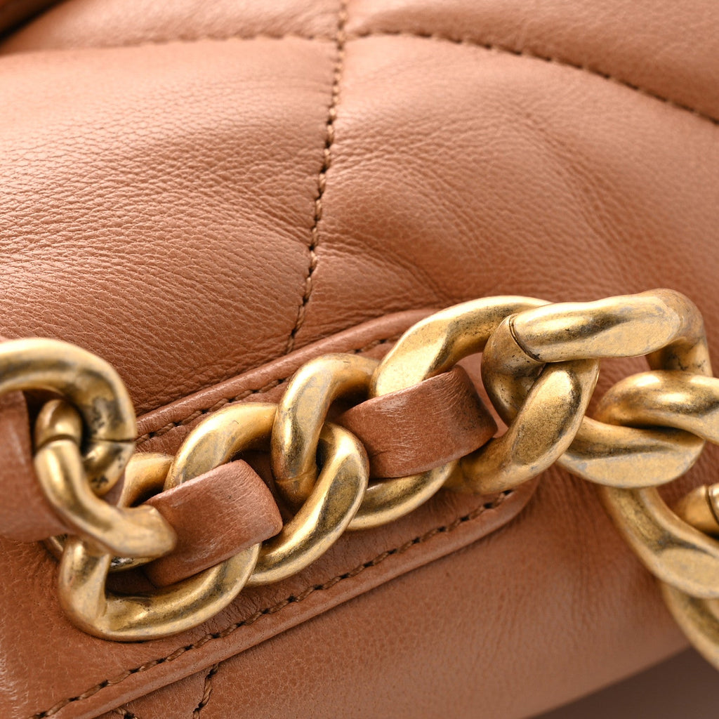Chanel Lambskin Quilted Medium Chanel 19 Flap Brown