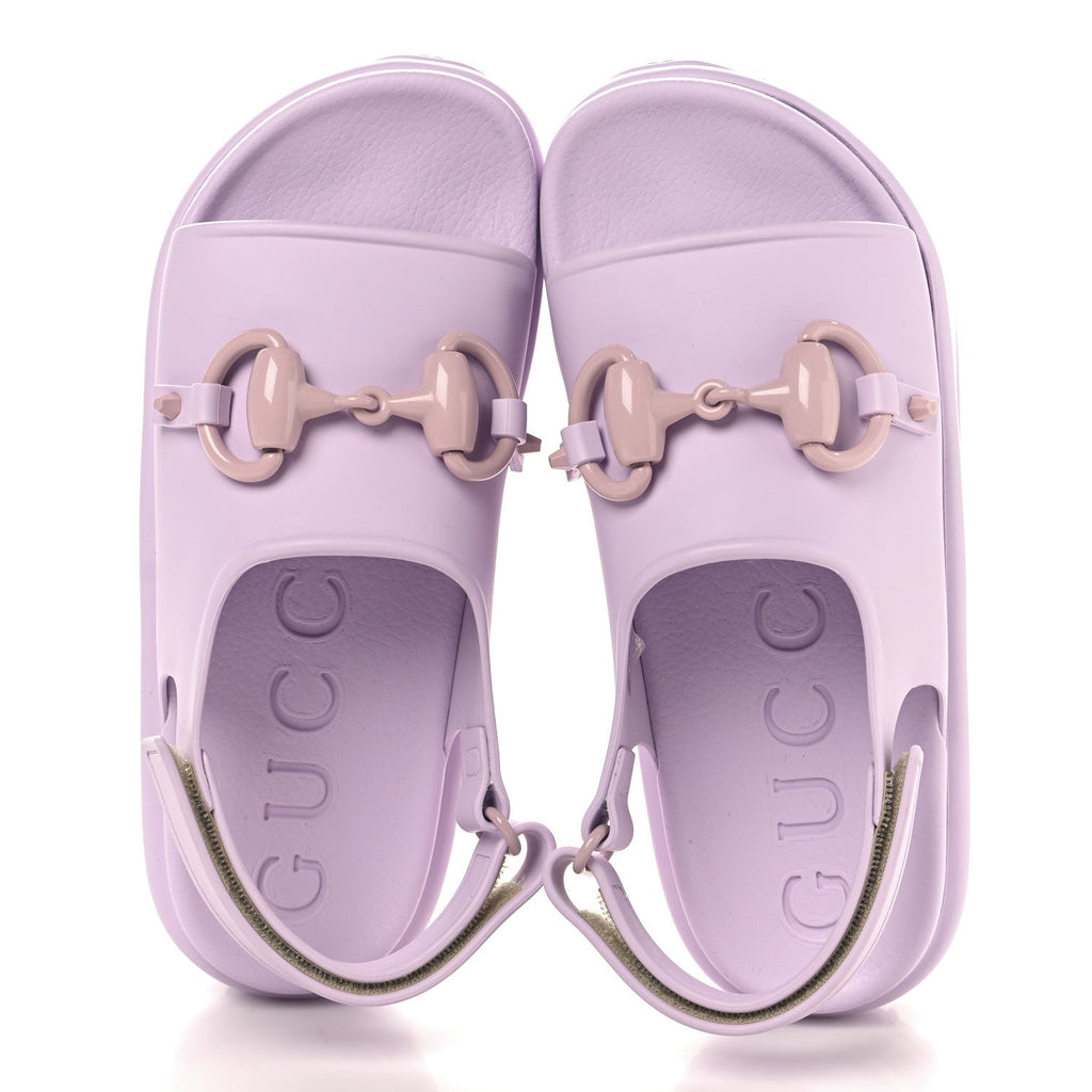 Gucci Soft Rubber Horsebit Touch Womens Strapped Sandals 36 Talc Pink