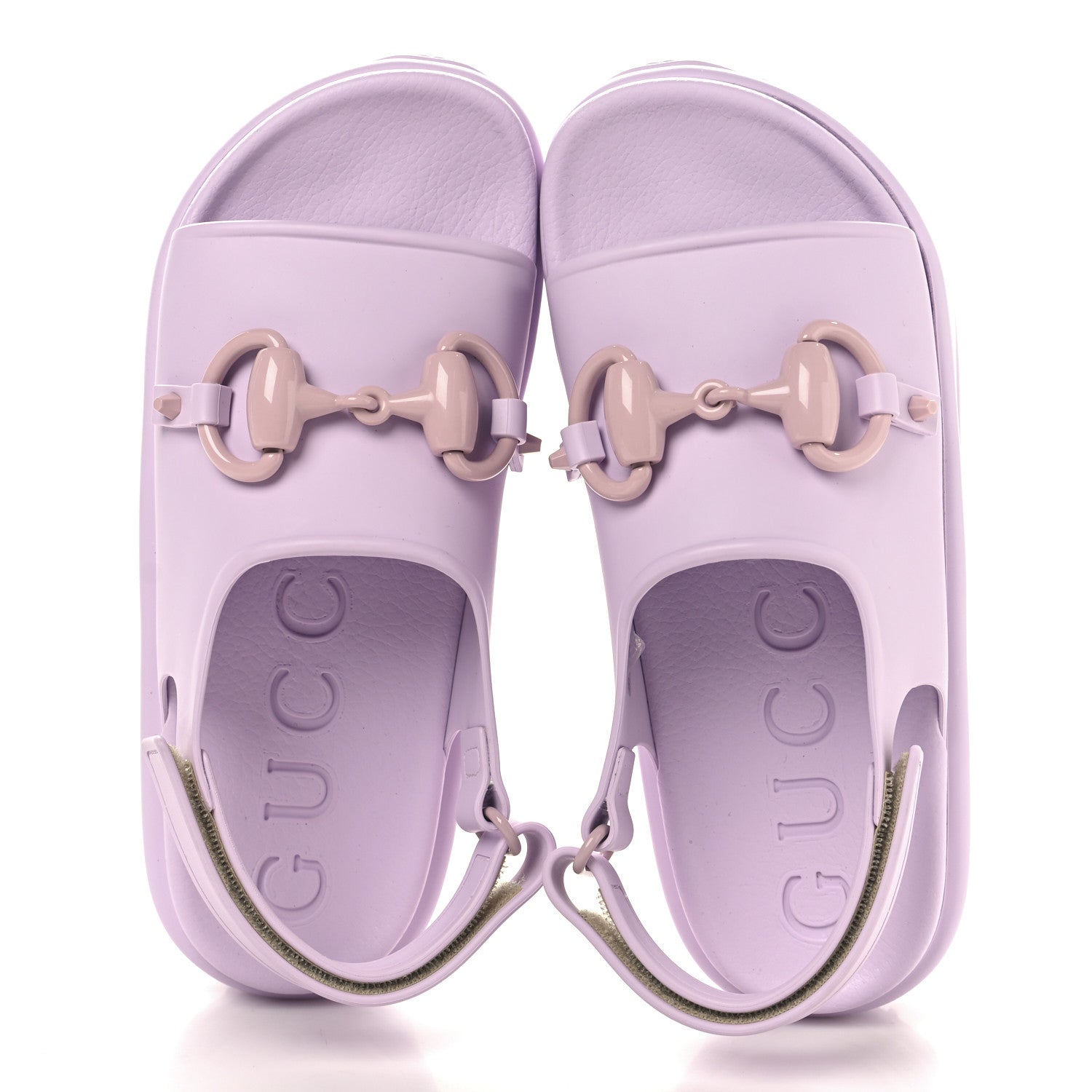 Gucci Soft Rubber Horsebit Touch Womens Strapped Sandals 36 Talc Pink
