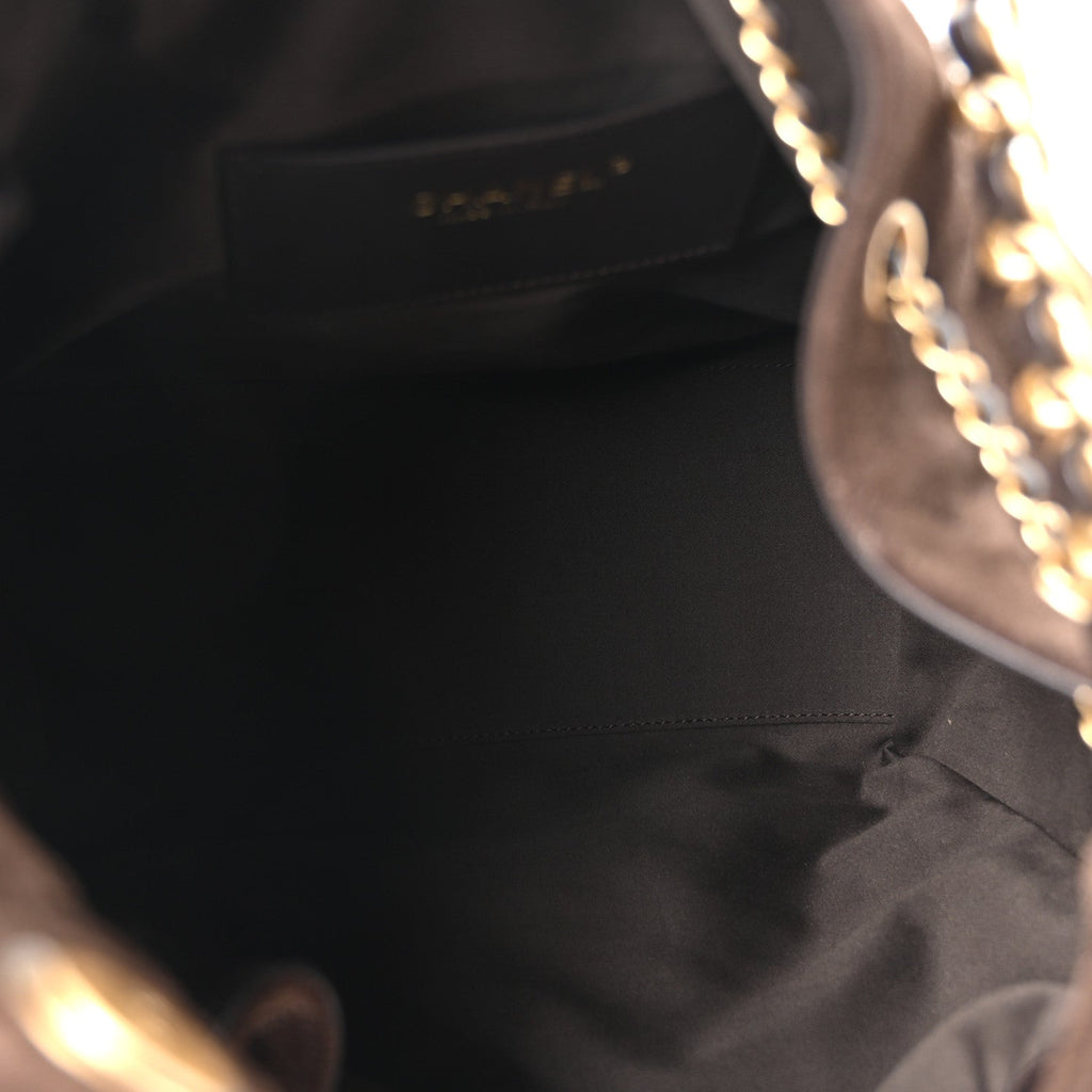 Chanel Suede Quilted Medium Chanel 25 Handbag Dark Brown