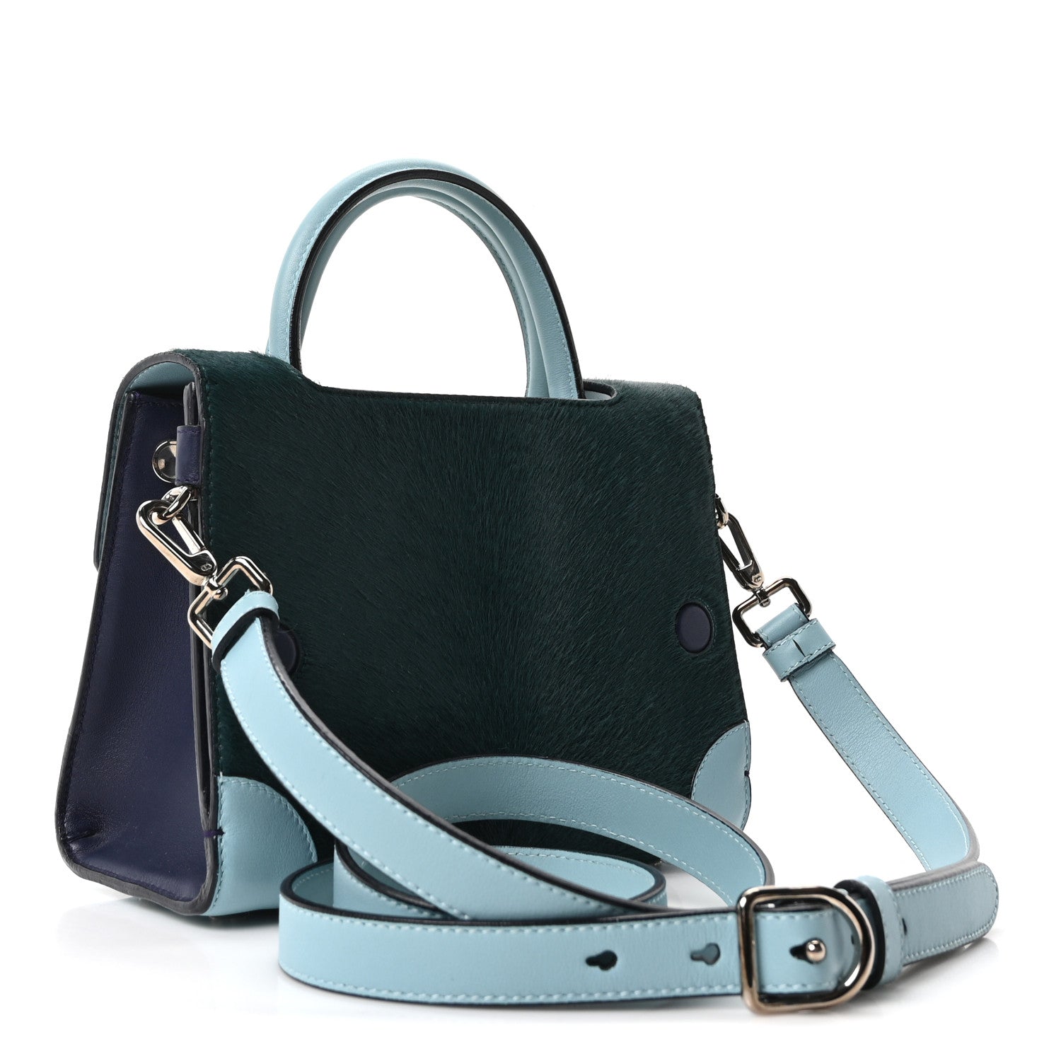 Christian Dior Calf Hair Calfskin Tri-Color Mini Diorever Flap Green
