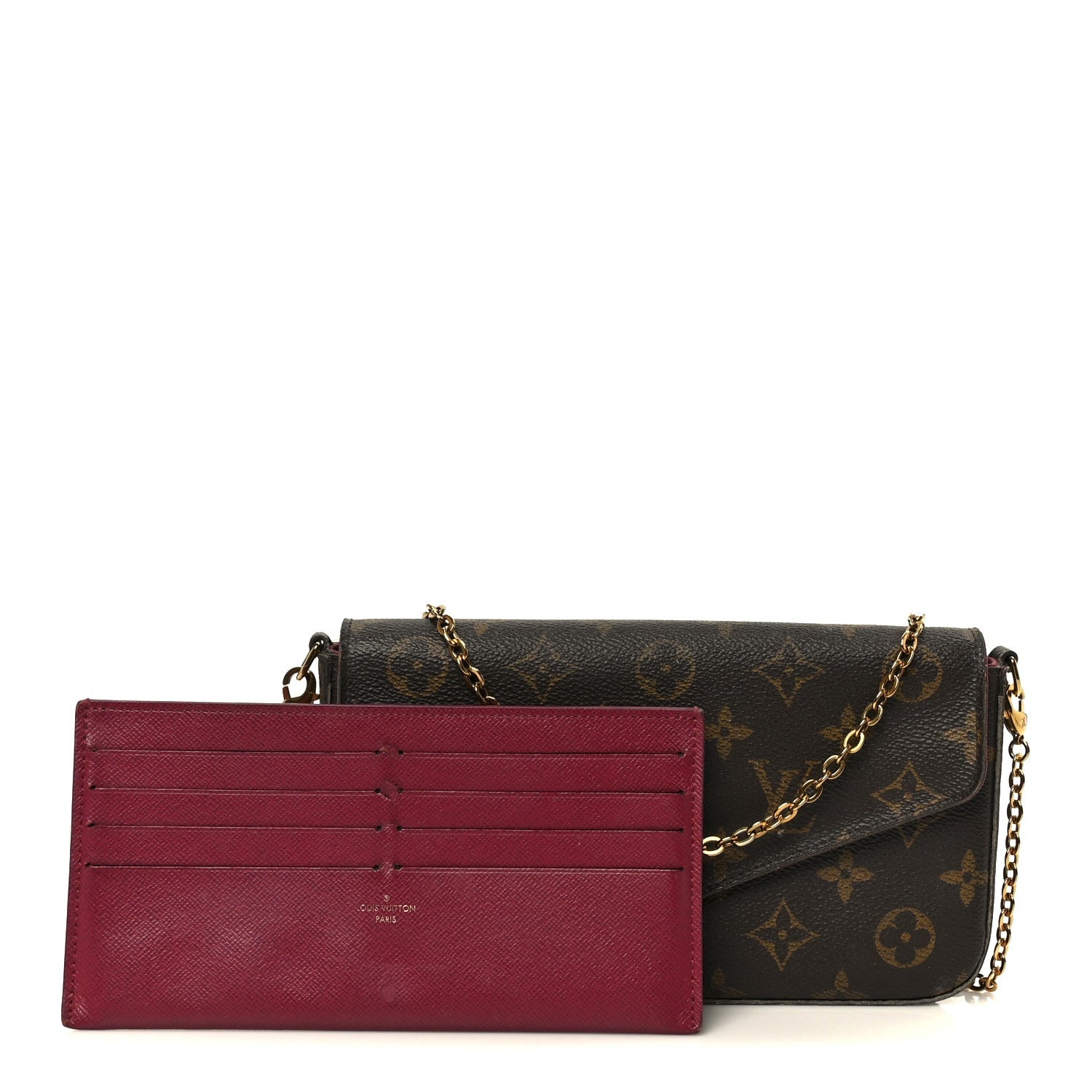 Louis Vuitton Monogram Pochette Felicie Chain Wallet Fuchsia