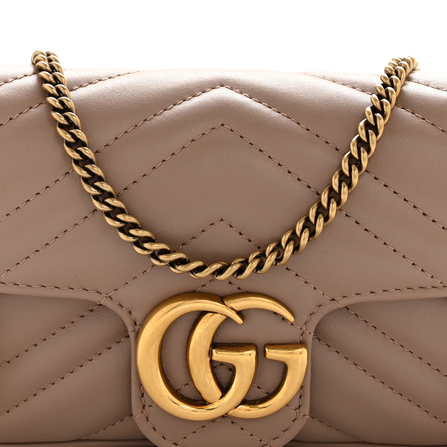 Gucci Calfskin Matelasse Super Mini GG Marmont Shoulder Bag Porcelain Rose