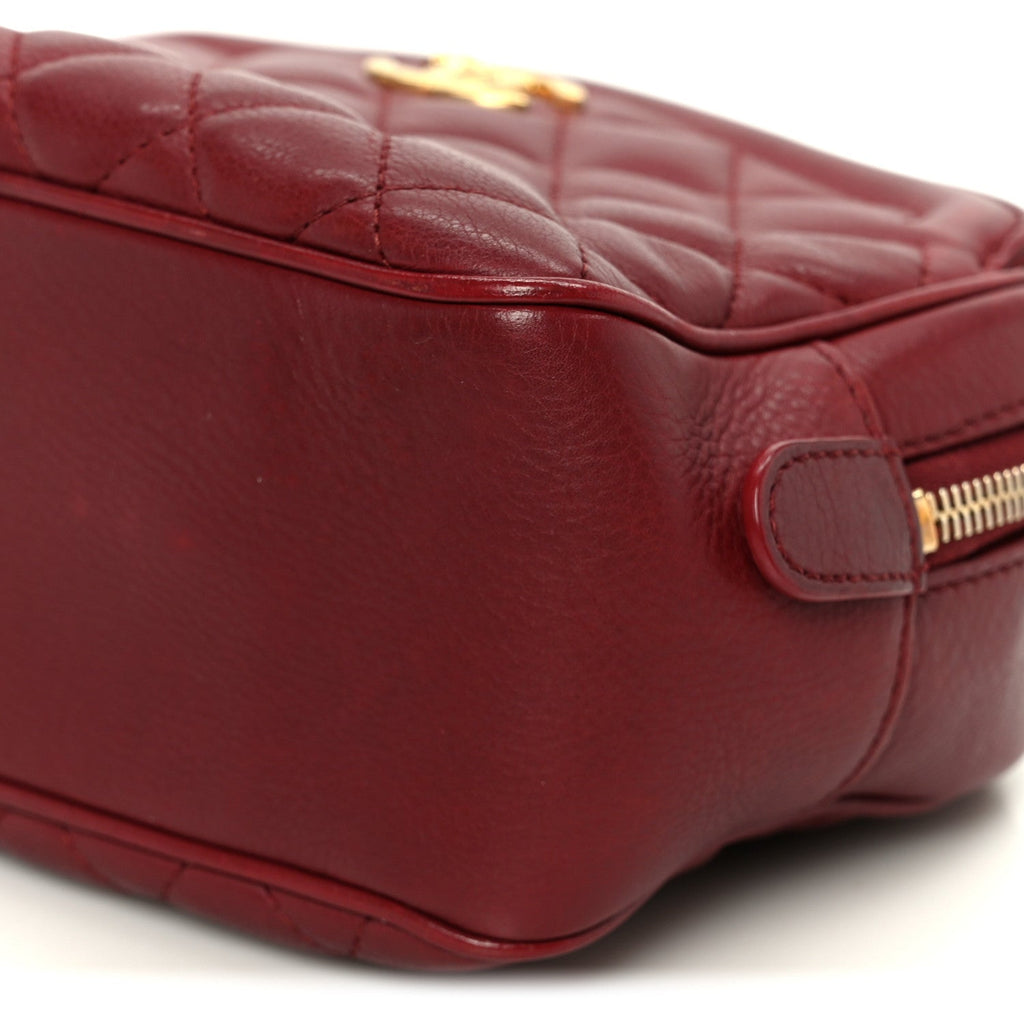Chanel Calfskin Quilted CC Small Vanity Case Dark Red