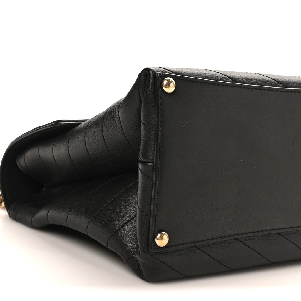 Chanel Calfskin Chevron Stitched Large Envelope Flap Black