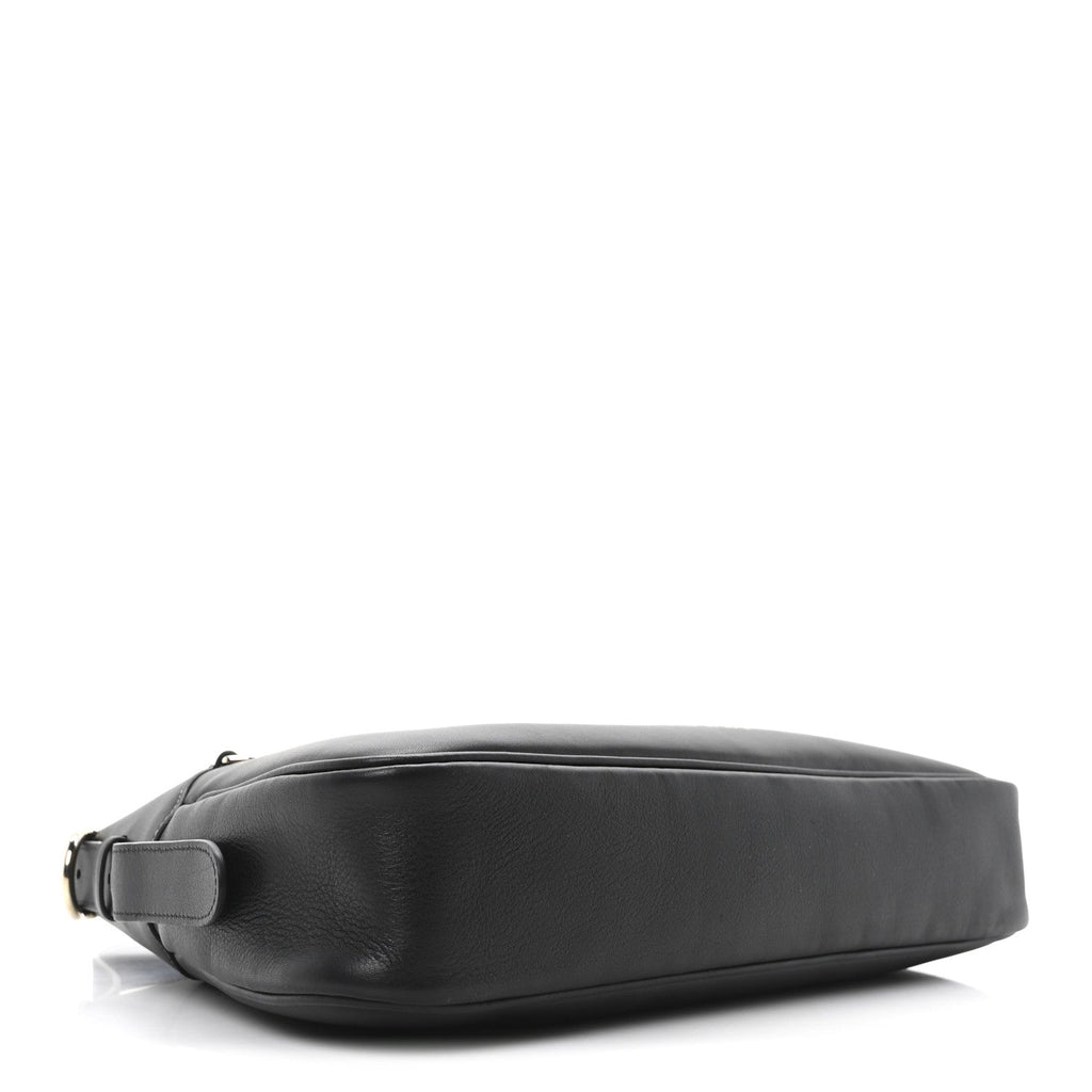 Gucci Calfskin Medium Emblem Shoulder Bag Black