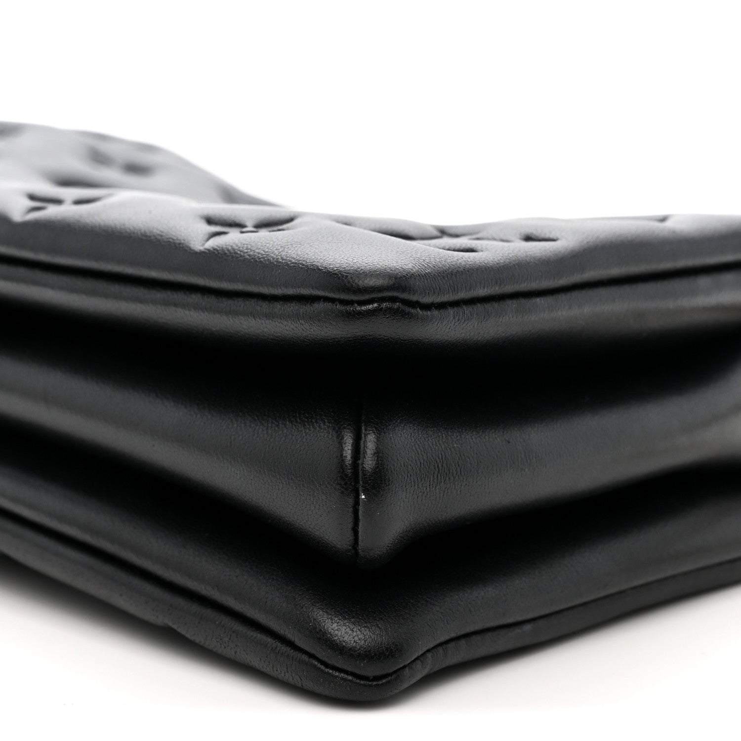 Louis Vuitton Lambskin Embossed Monogram Coussin BB Black