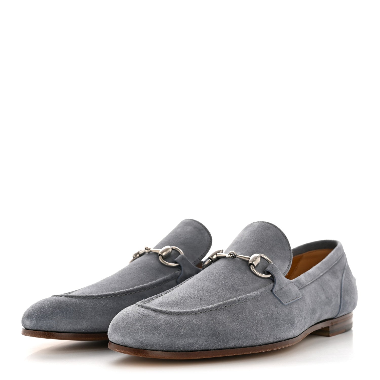 Gucci Suede Horsebit Mens Jordaan Loafers 8.5 Foggy Grey