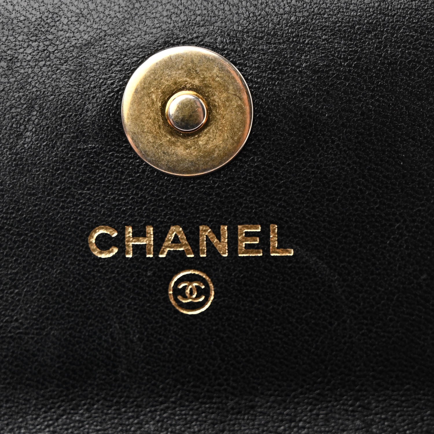 Goatskin Quilted Chanel 19 Glasses Case With Chain Black