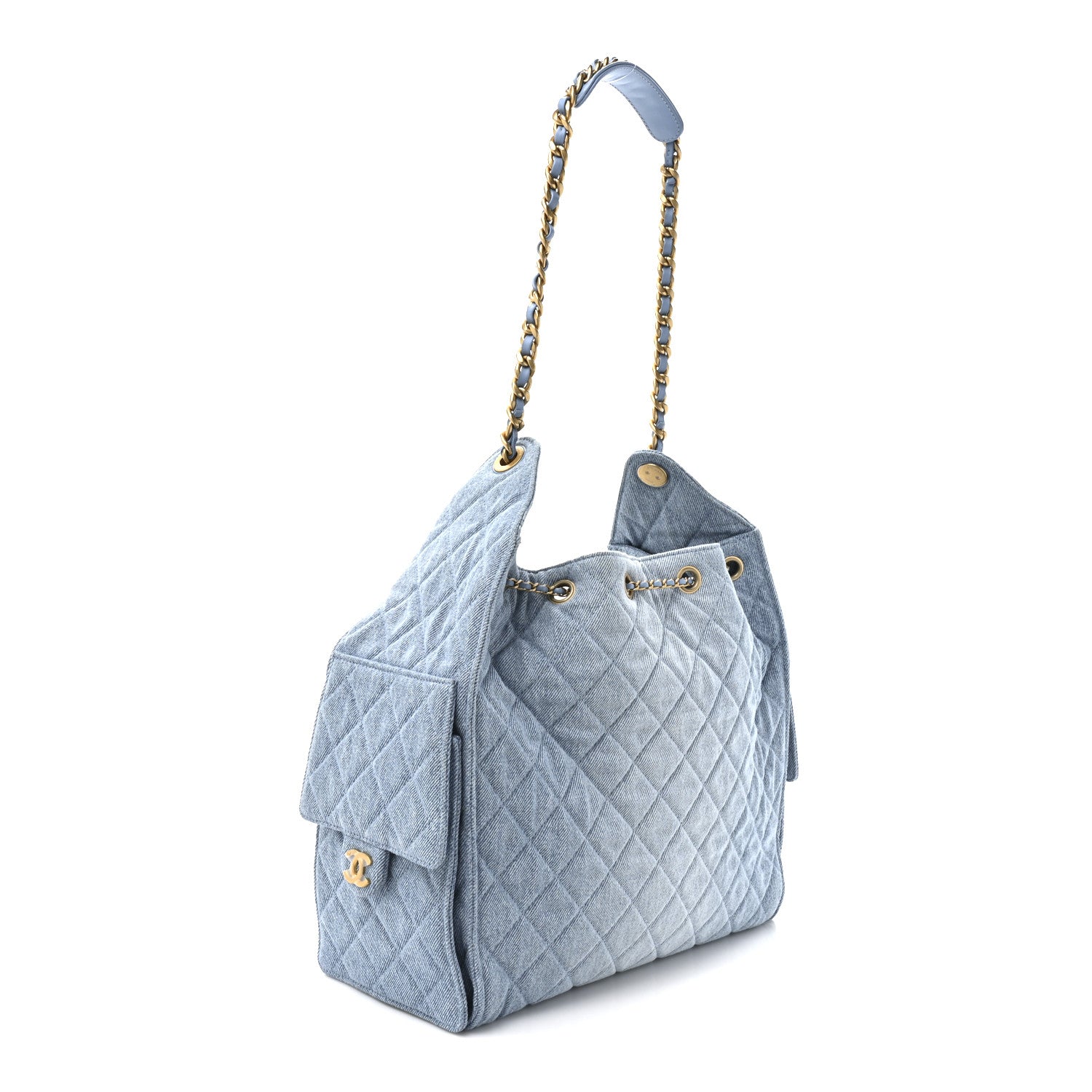 Chanel Washed Denim Quilted Medium Chanel 25 Handbag Blue