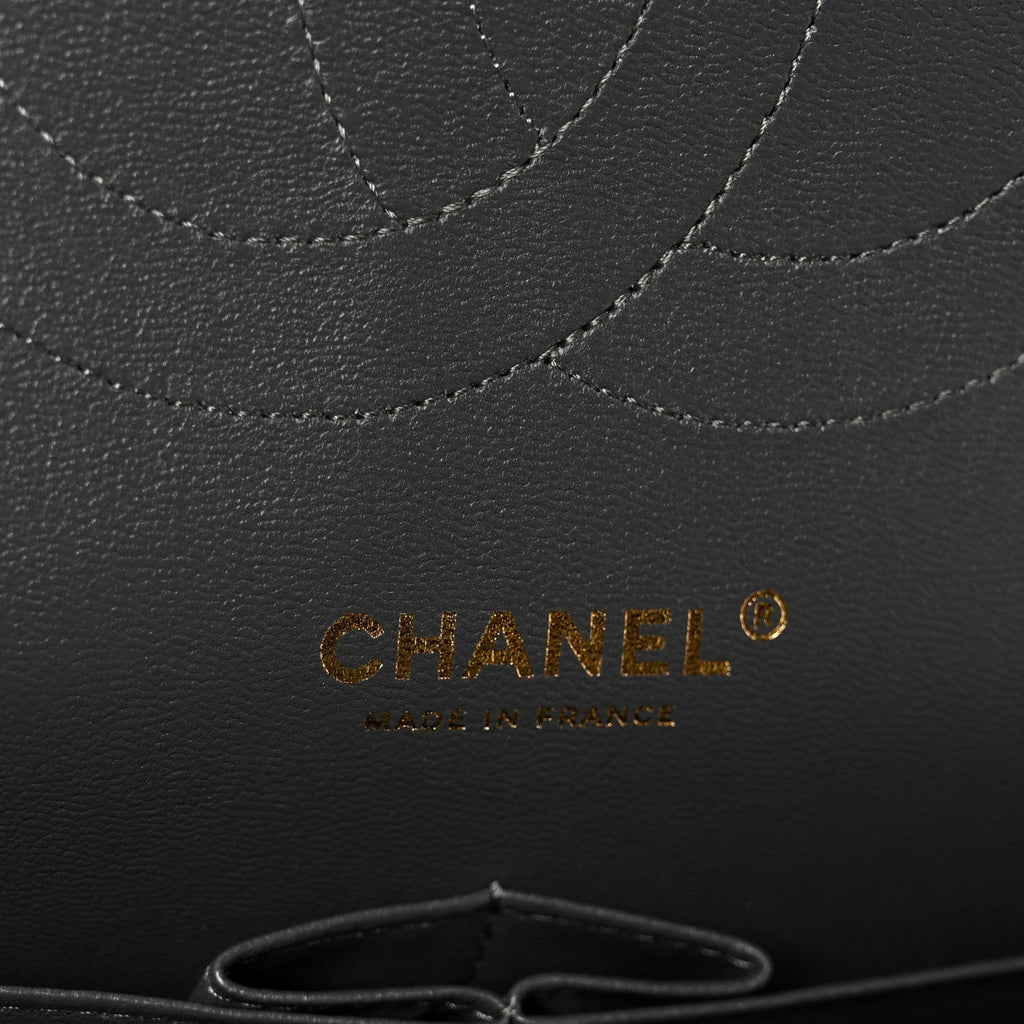 Chanel Caviar Quilted Jumbo Double Flap Dark Grey