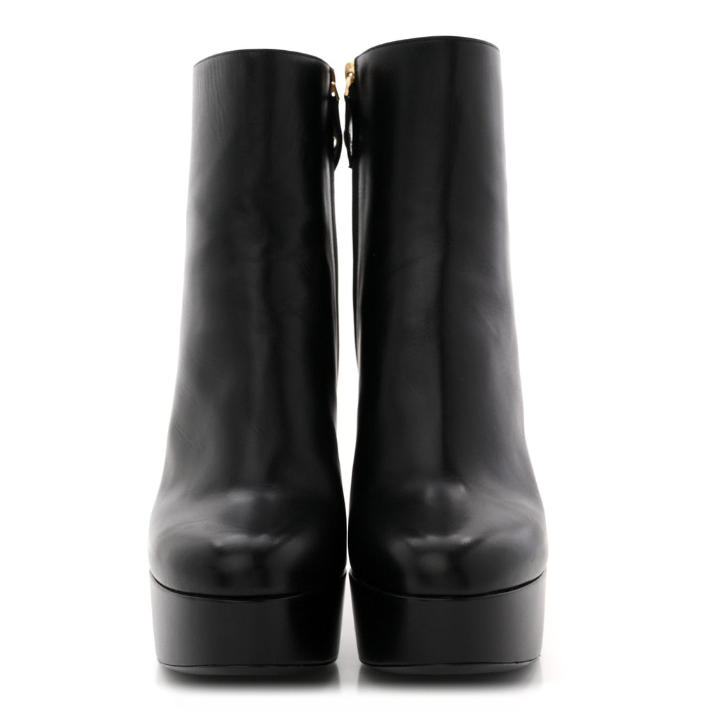 Louis Vuitton Soft Calfskin Monogram Afterglow Platform Ankle Boots 39 Black
