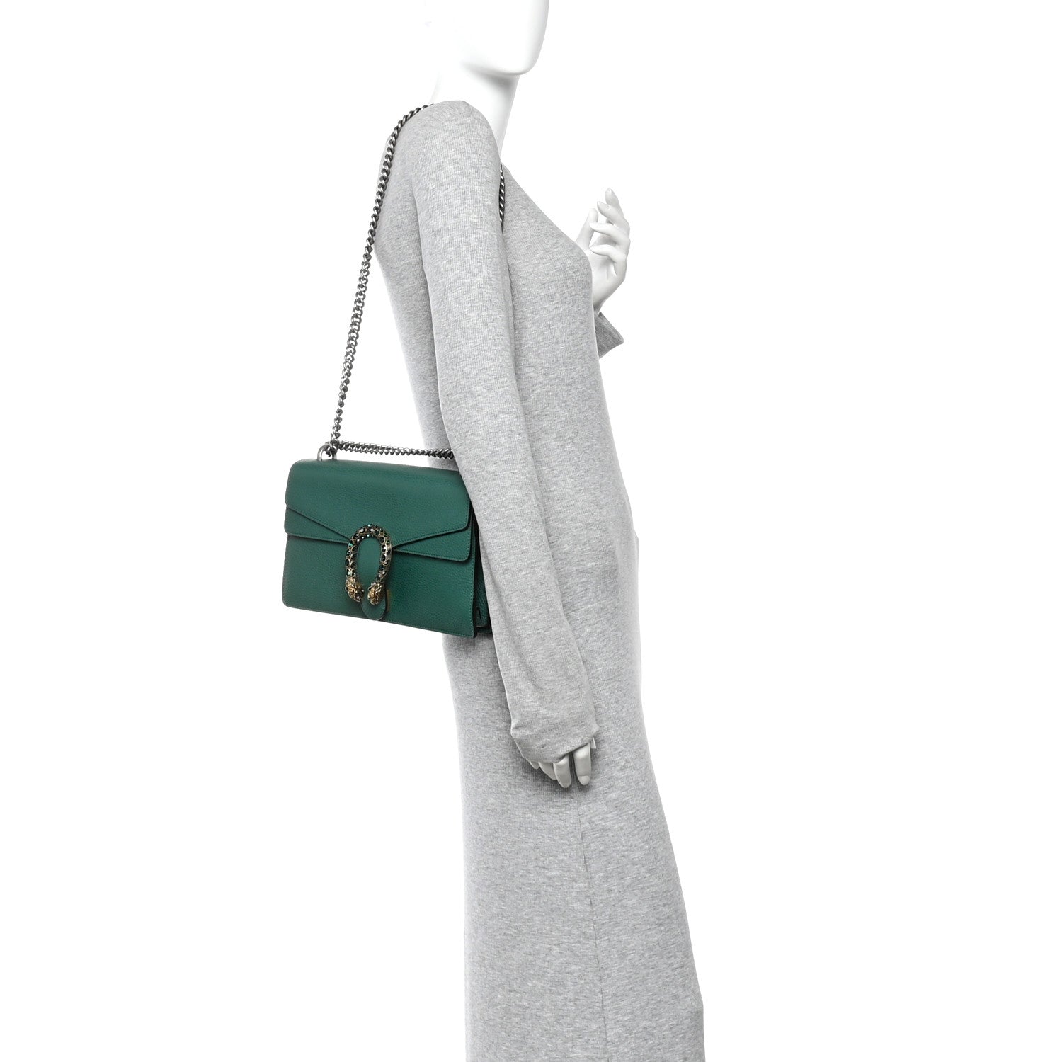 Gucci Pebbled Calfskin Small Dionysus Shoulder Bag Emerald