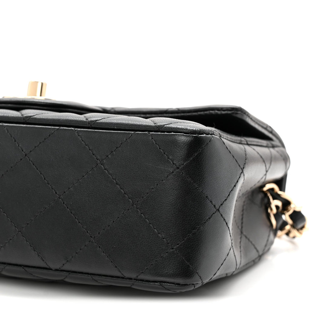 Chanel Lambskin Quilted Mini Rectangular Flap Black